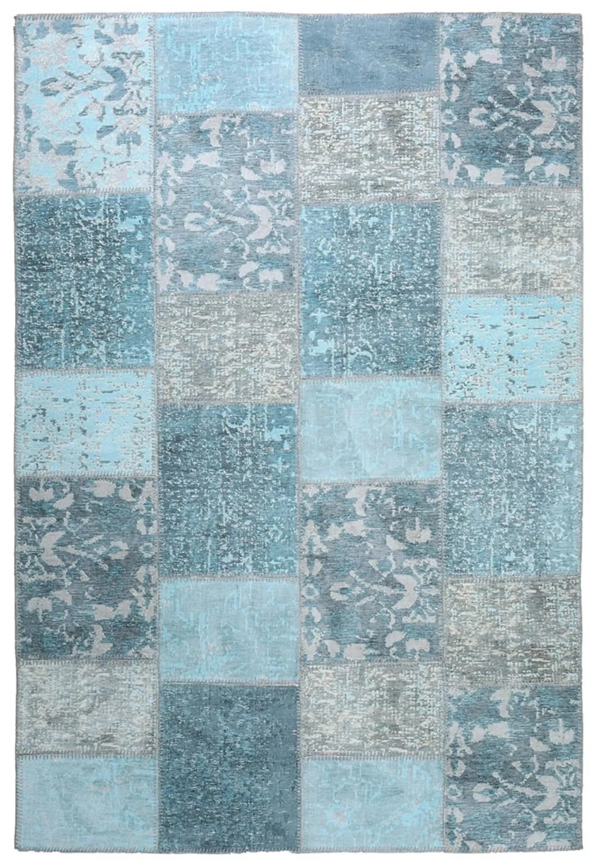 Eskitme Patchwork Açık Gökyüzü Mavi Halı