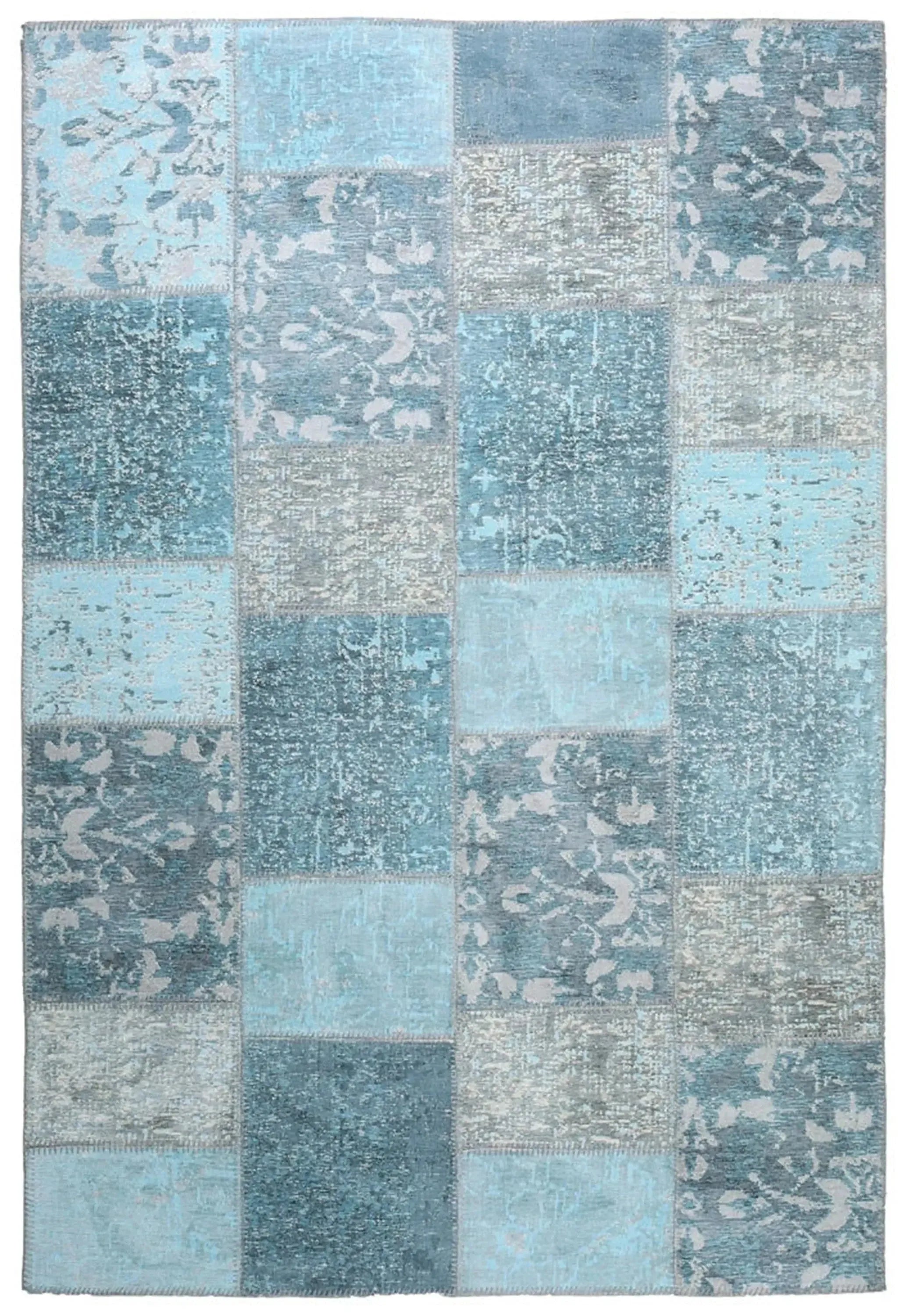 Eskitme Patchwork Açık Gökyüzü Mavi Halı