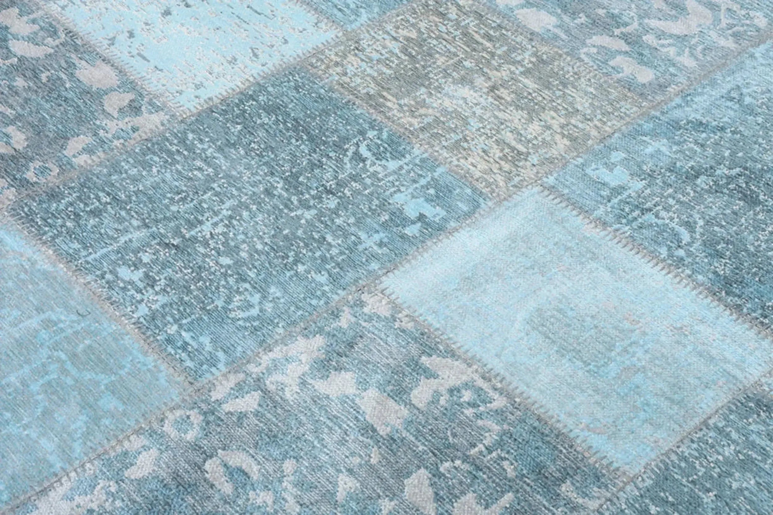 Eskitme Patchwork Açık Gökyüzü Mavi Halı