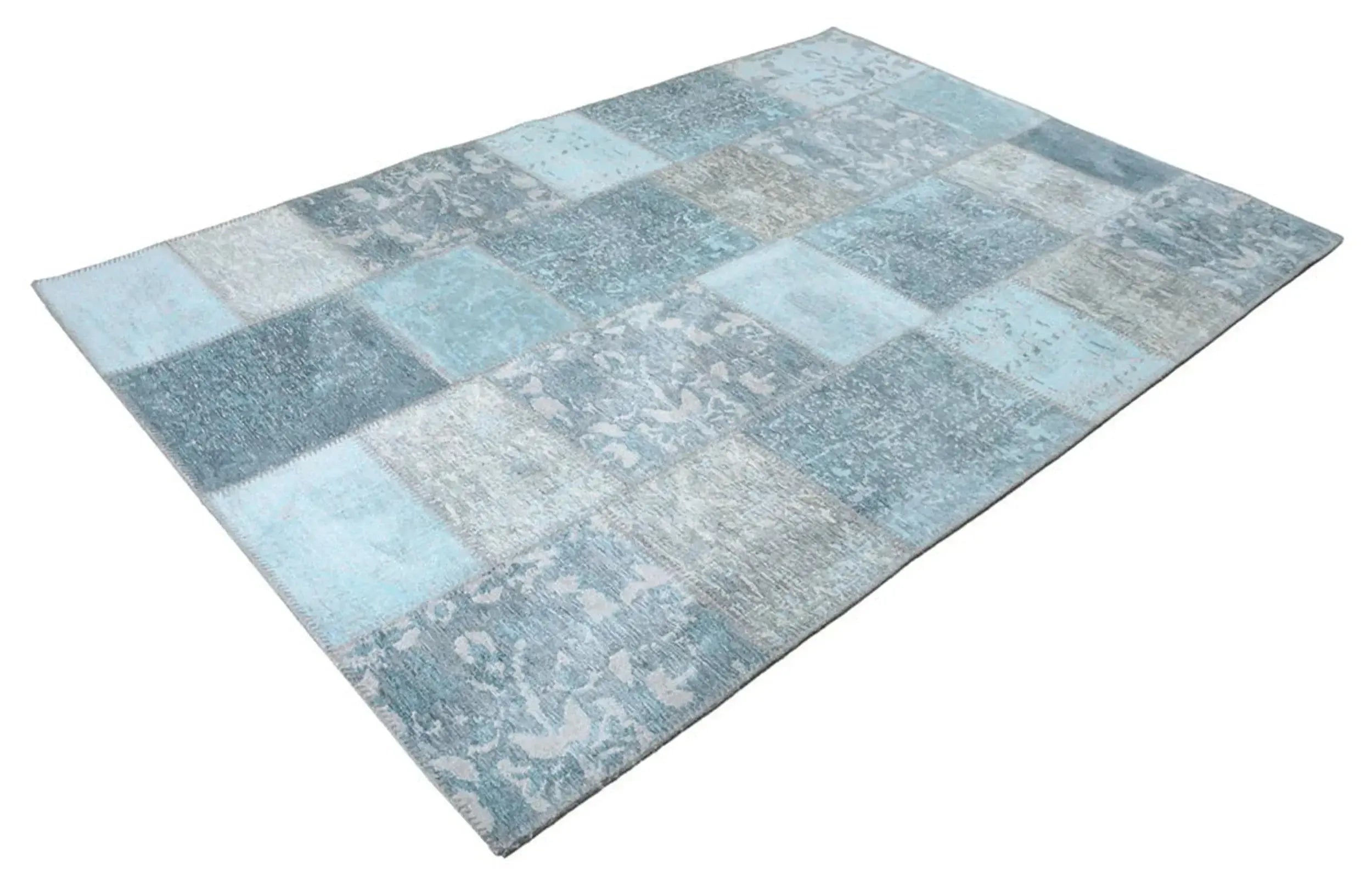 Eskitme Patchwork Açık Gökyüzü Mavi Halı
