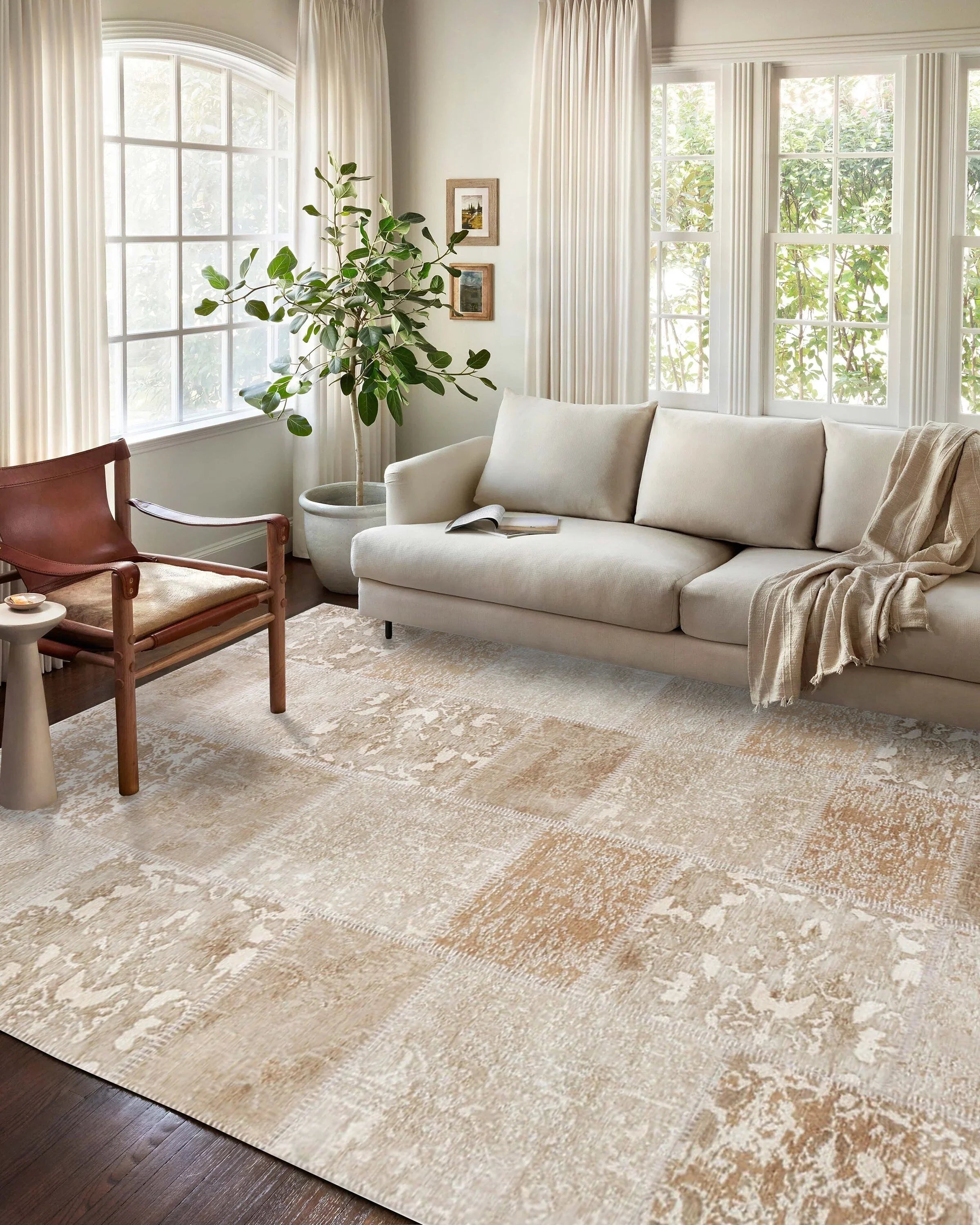 Eskitme Patchwork Bej Halı