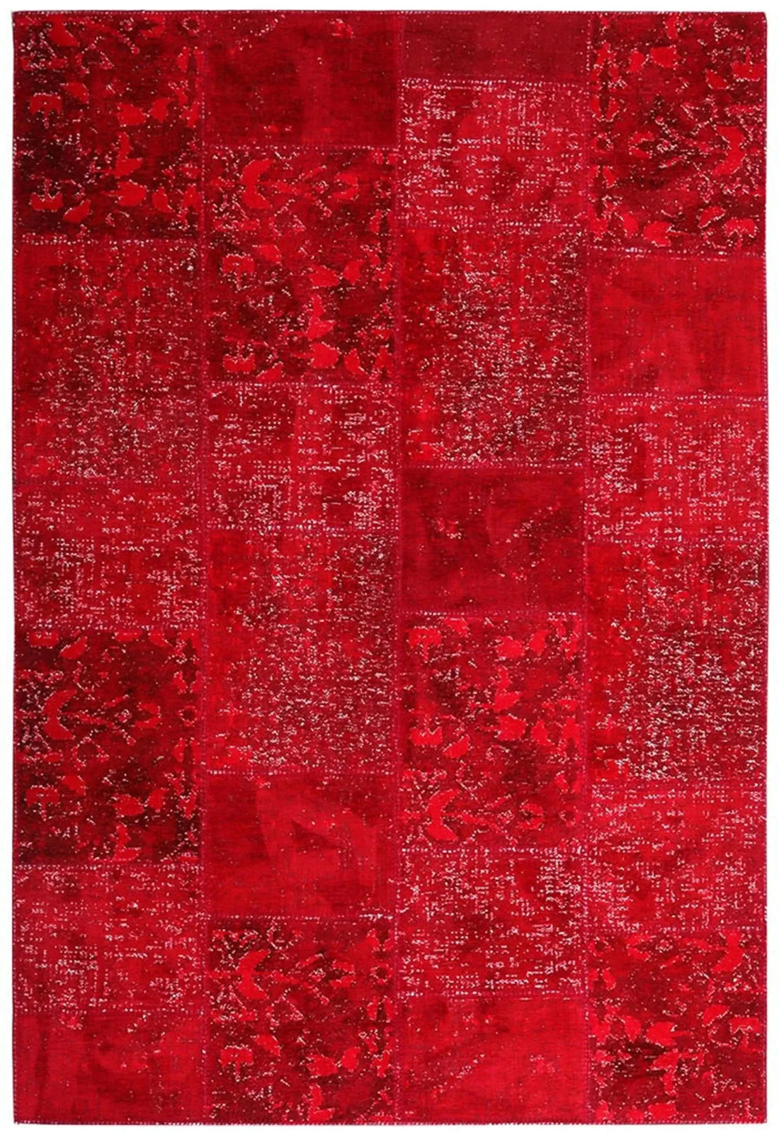 Eskitme Patchwork Kırmızı Halı