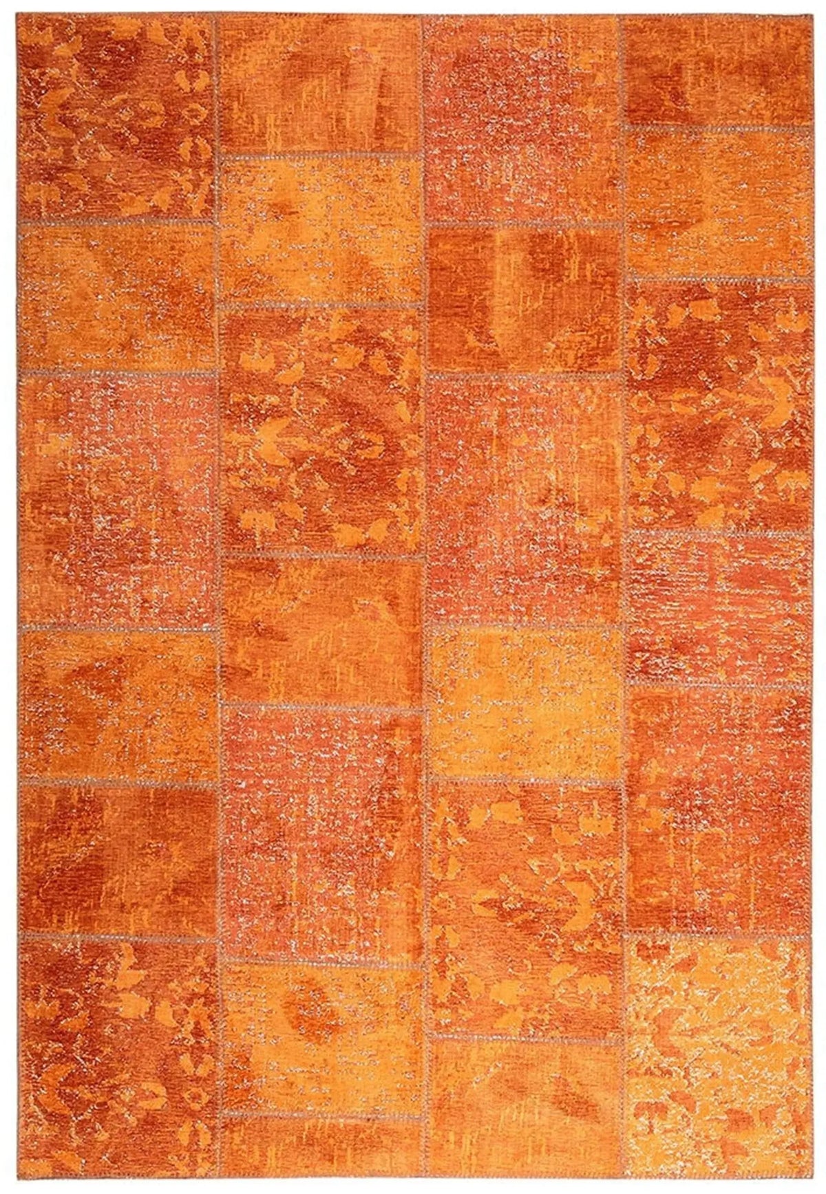 Eskitme Patchwork Turuncu Halı