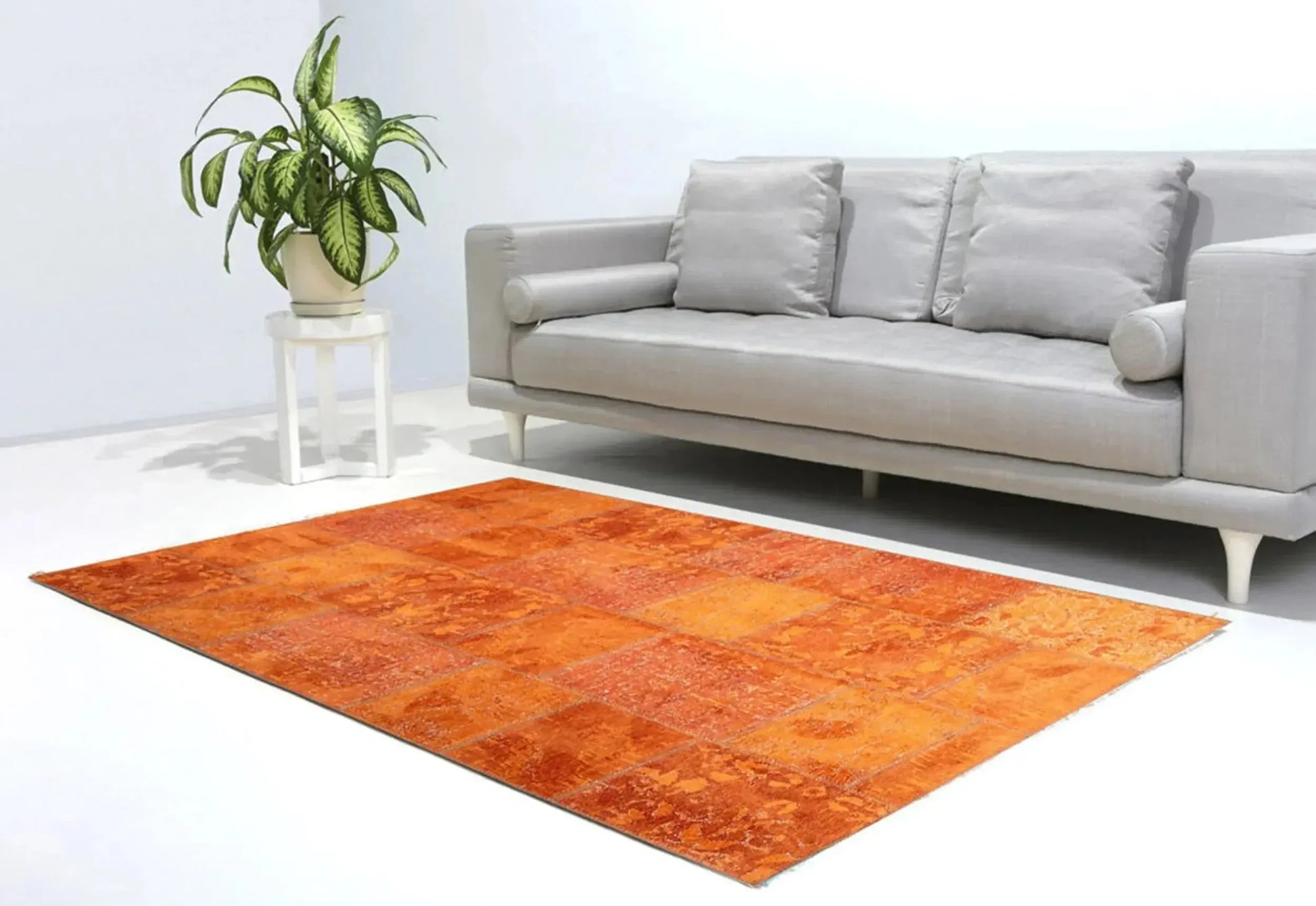 Eskitme Patchwork Turuncu Halı