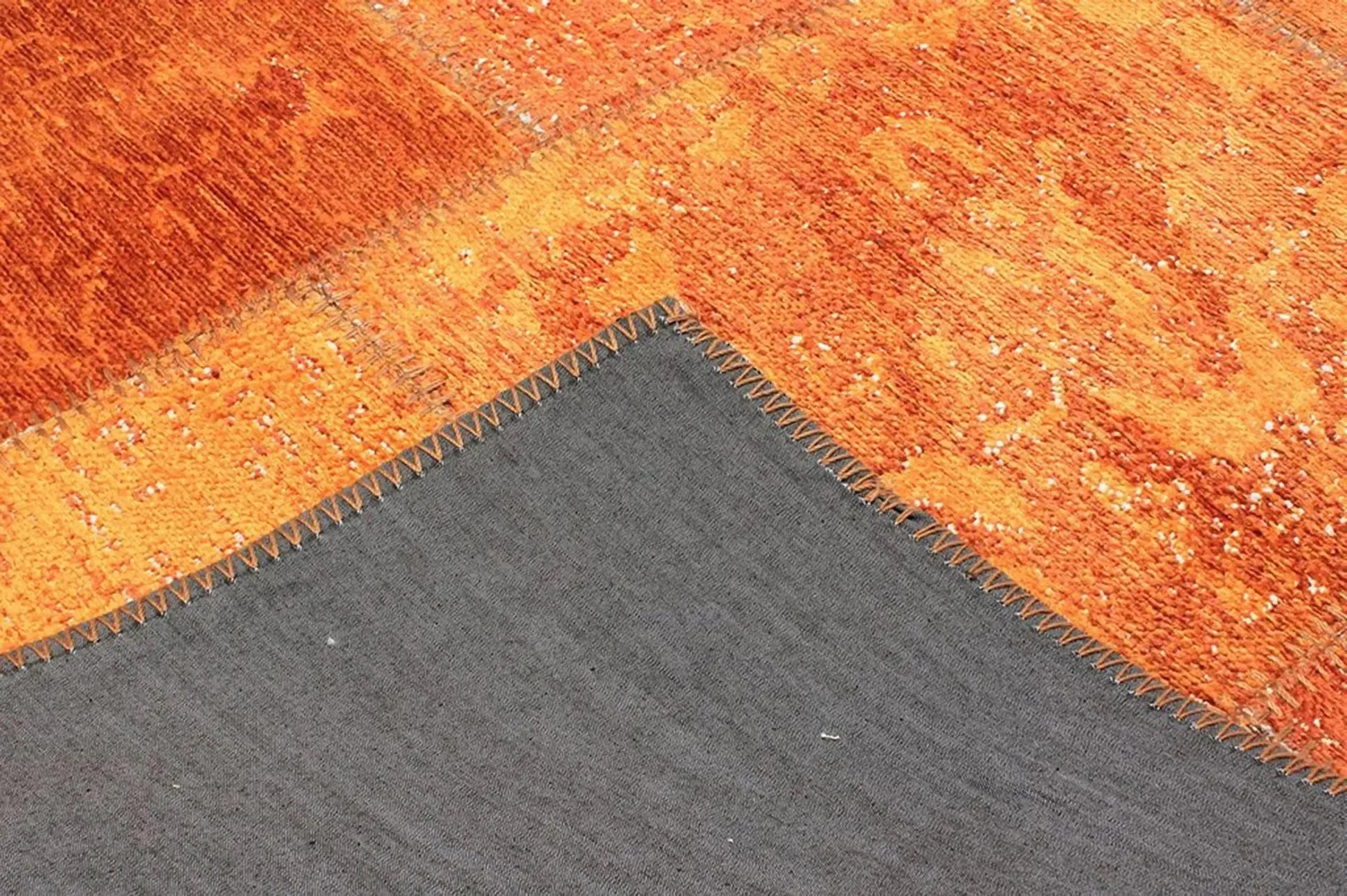 Eskitme Patchwork Turuncu Halı