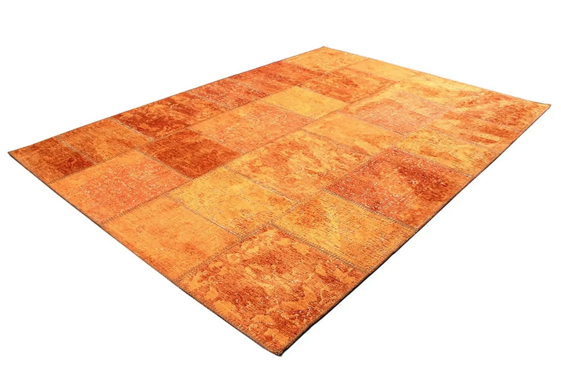 Eskitme Patchwork Turuncu Halı