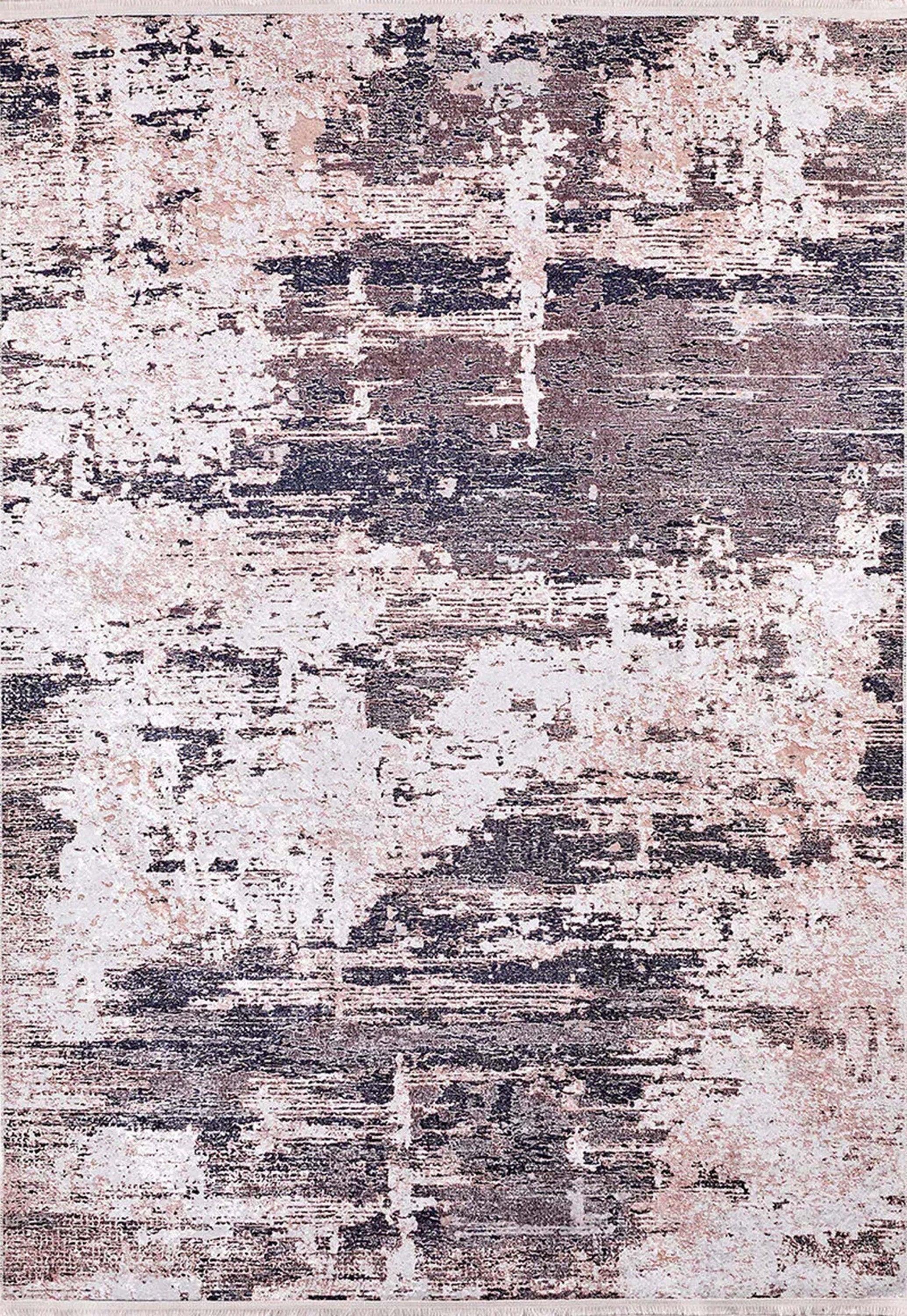 Eskitme Pudra Pembe & Yeşil Abstract Halı