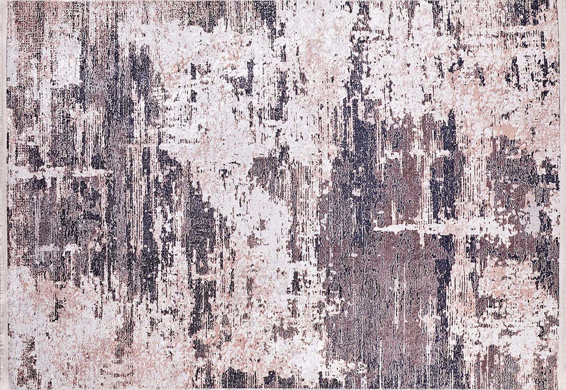 Eskitme Pudra Pembe & Yeşil Abstract Halı