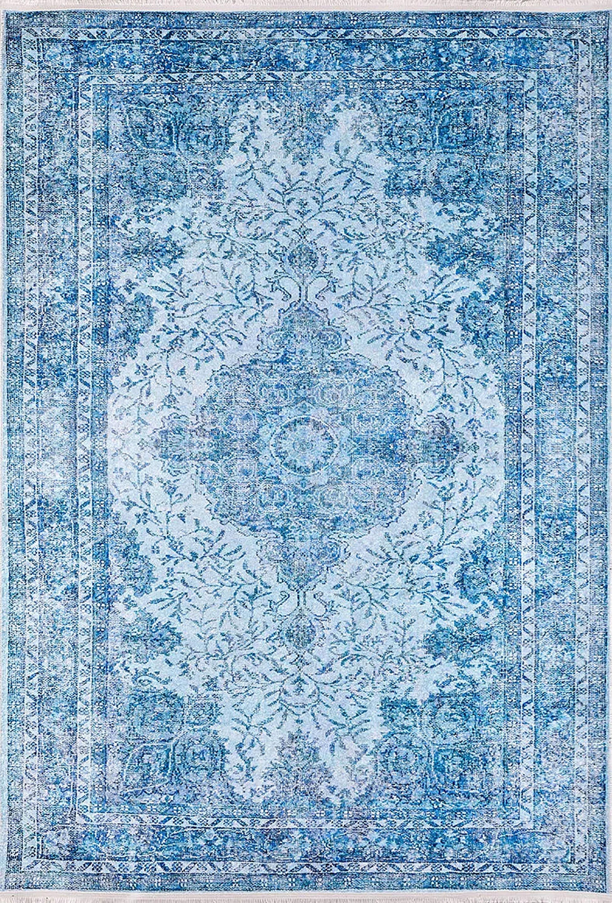 Eskitme Vintage Mavi Halı