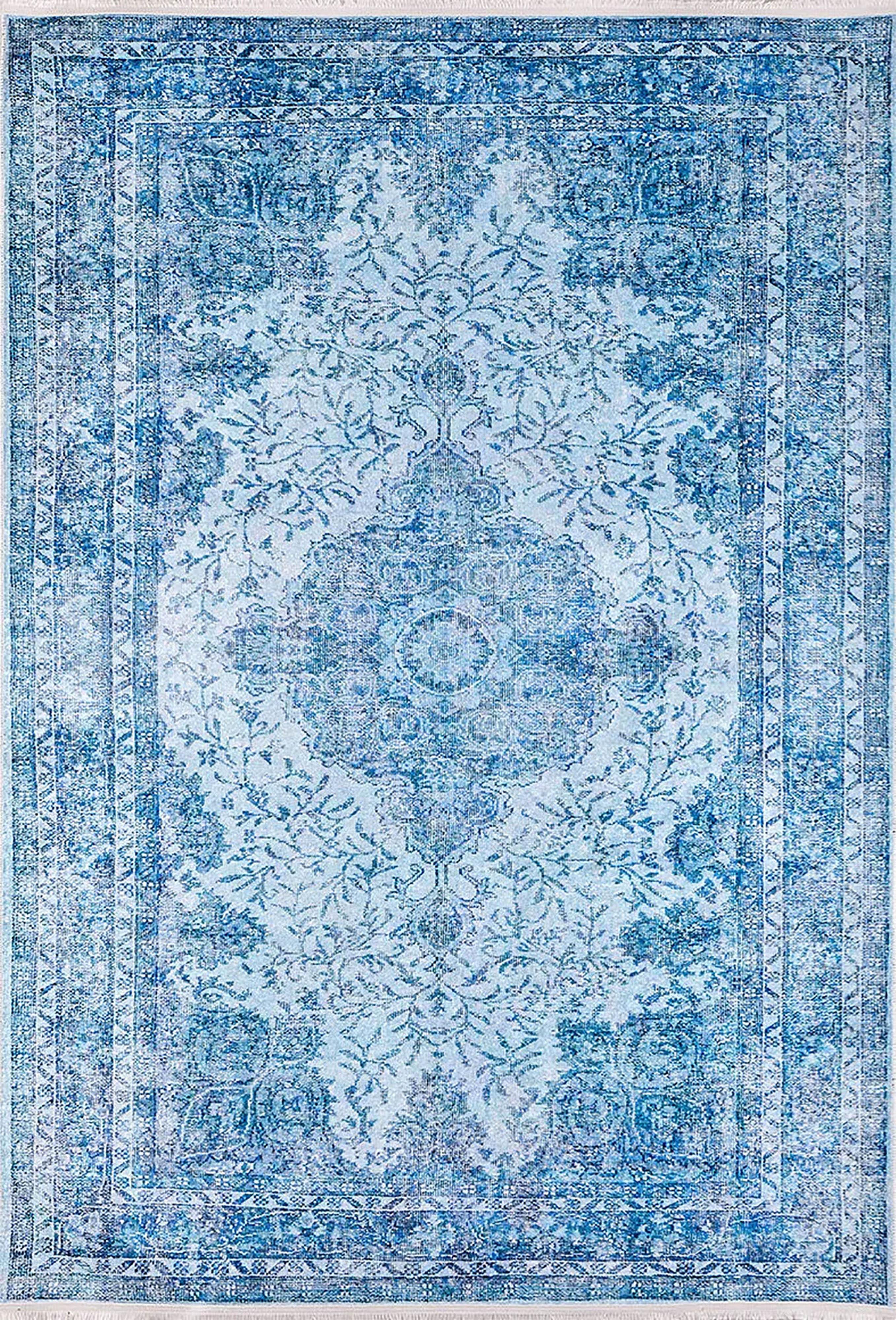 Eskitme Vintage Mavi Halı