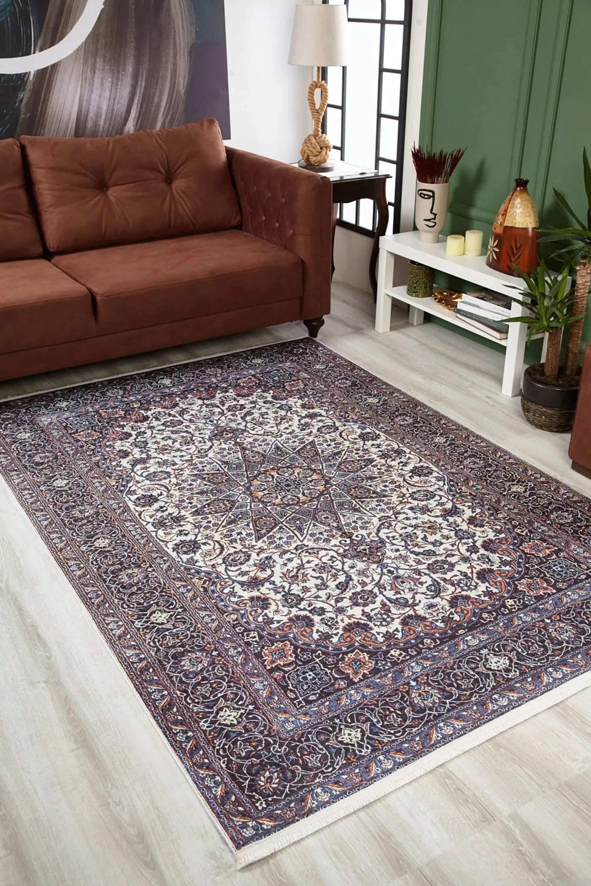 Eşsiz Antik Desenli Mor Lacivert Kilim Halı