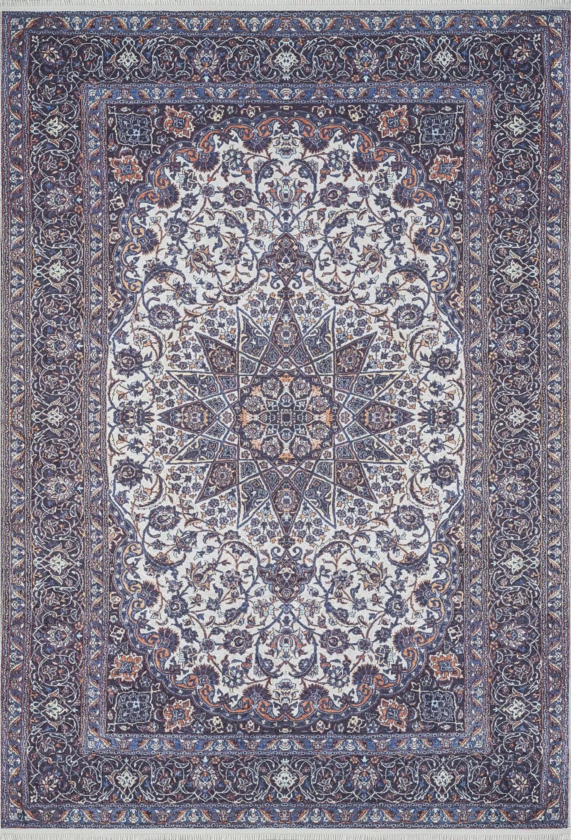 Eşsiz Antik Desenli Mor Lacivert Kilim Halı