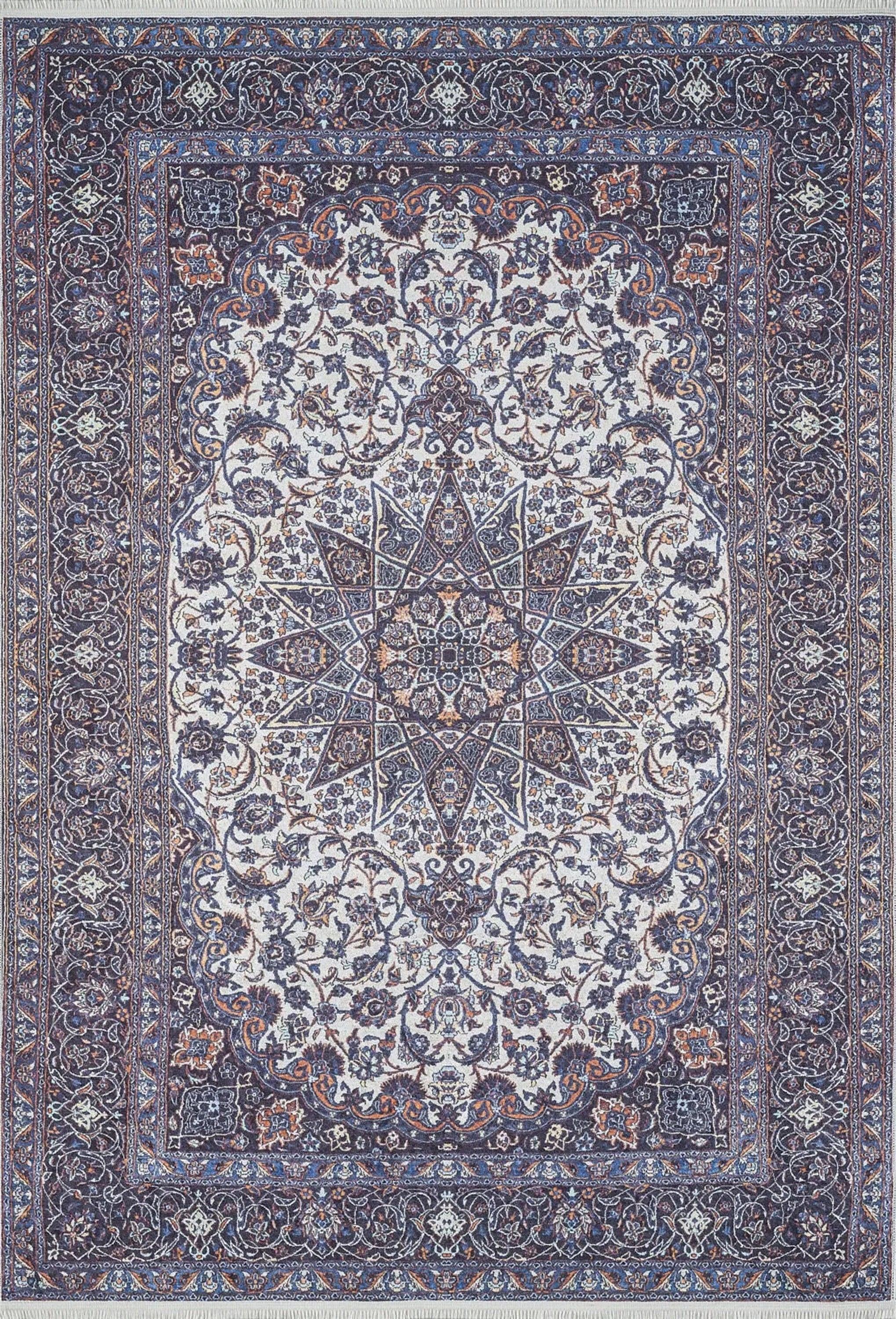 Eşsiz Antik Desenli Mor Lacivert Kilim Halı