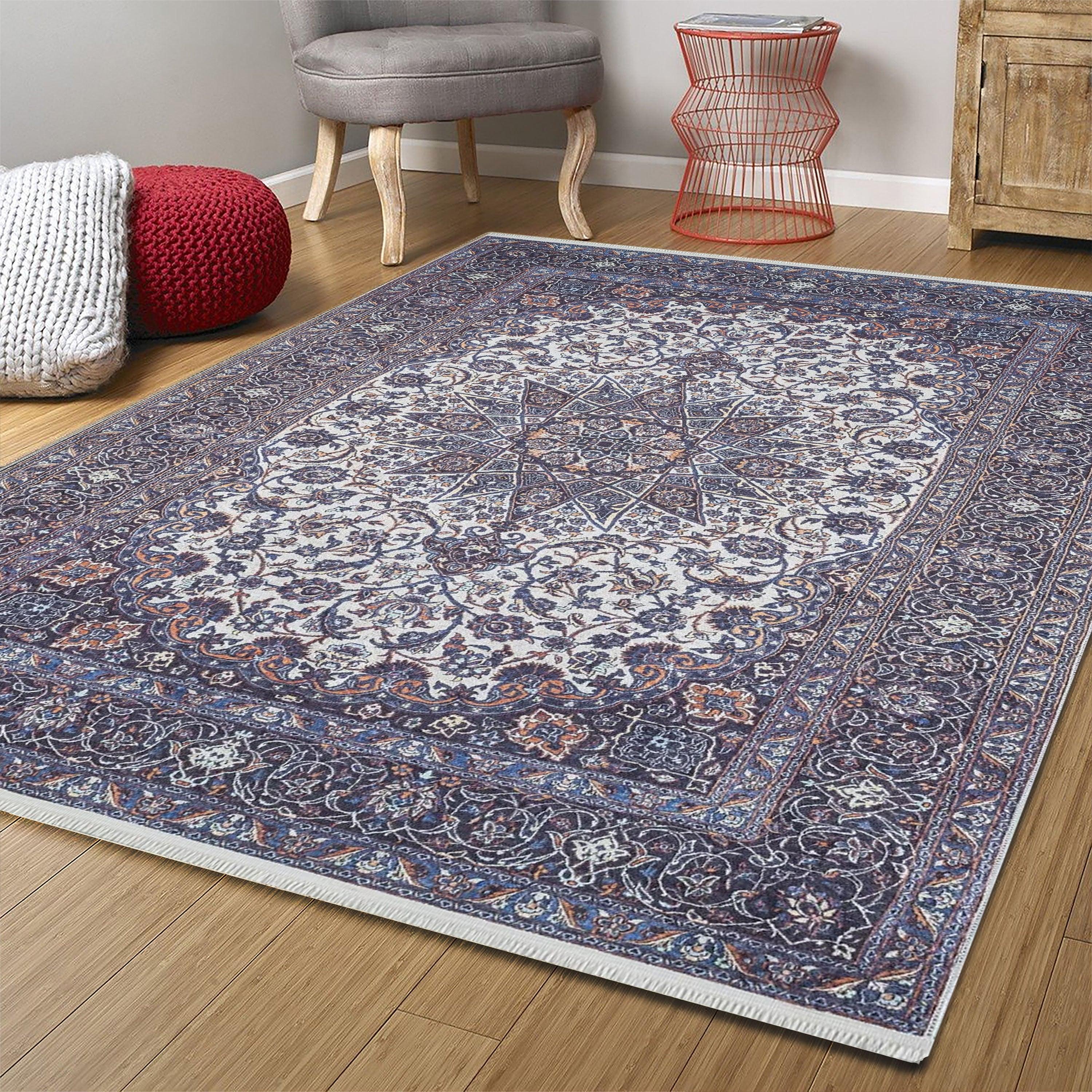 Eşsiz Antik Desenli Mor Lacivert Kilim Halı