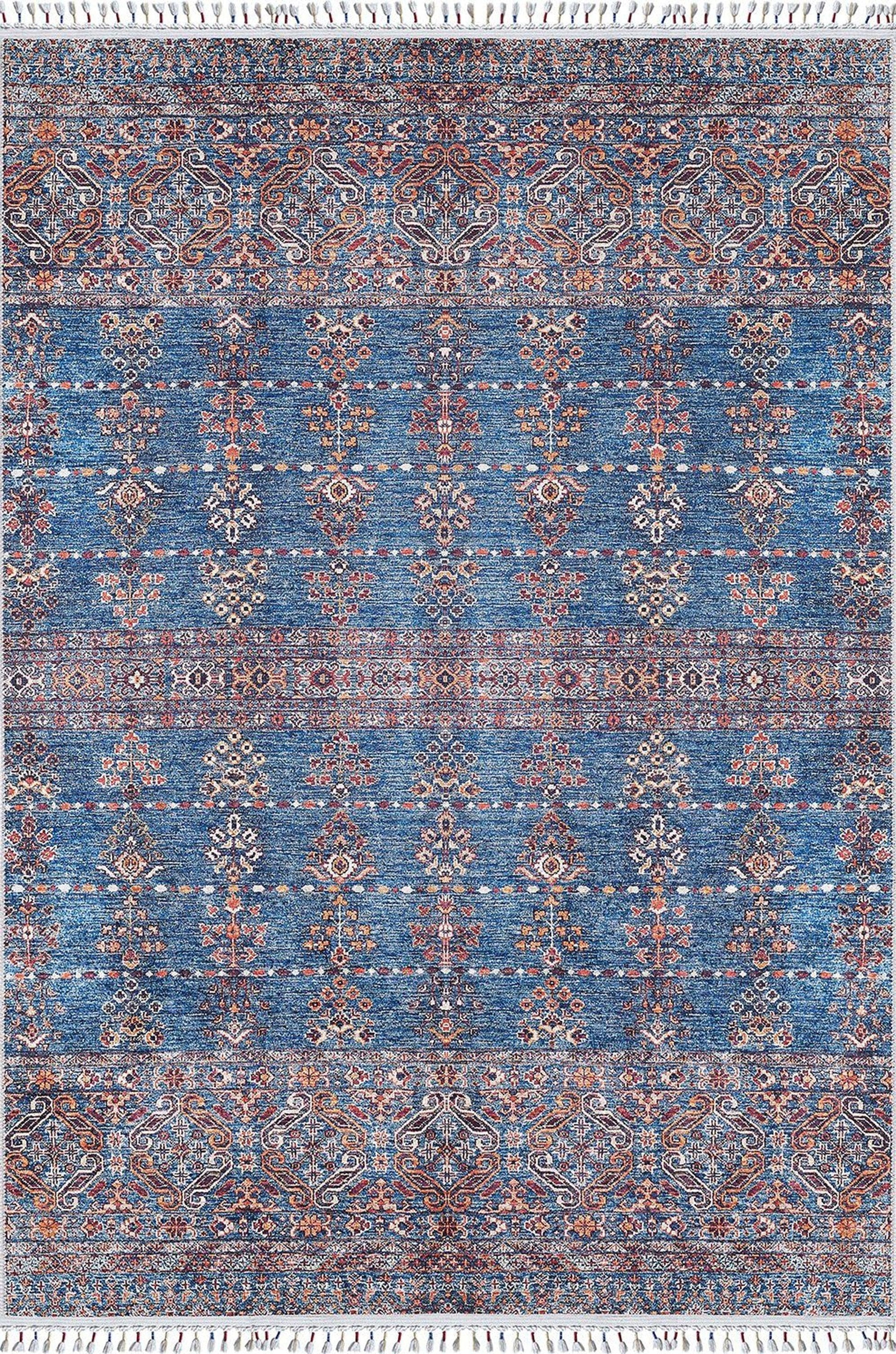 Eşsiz Antik Desenli Kırmızı Mavi Kilim Halı
