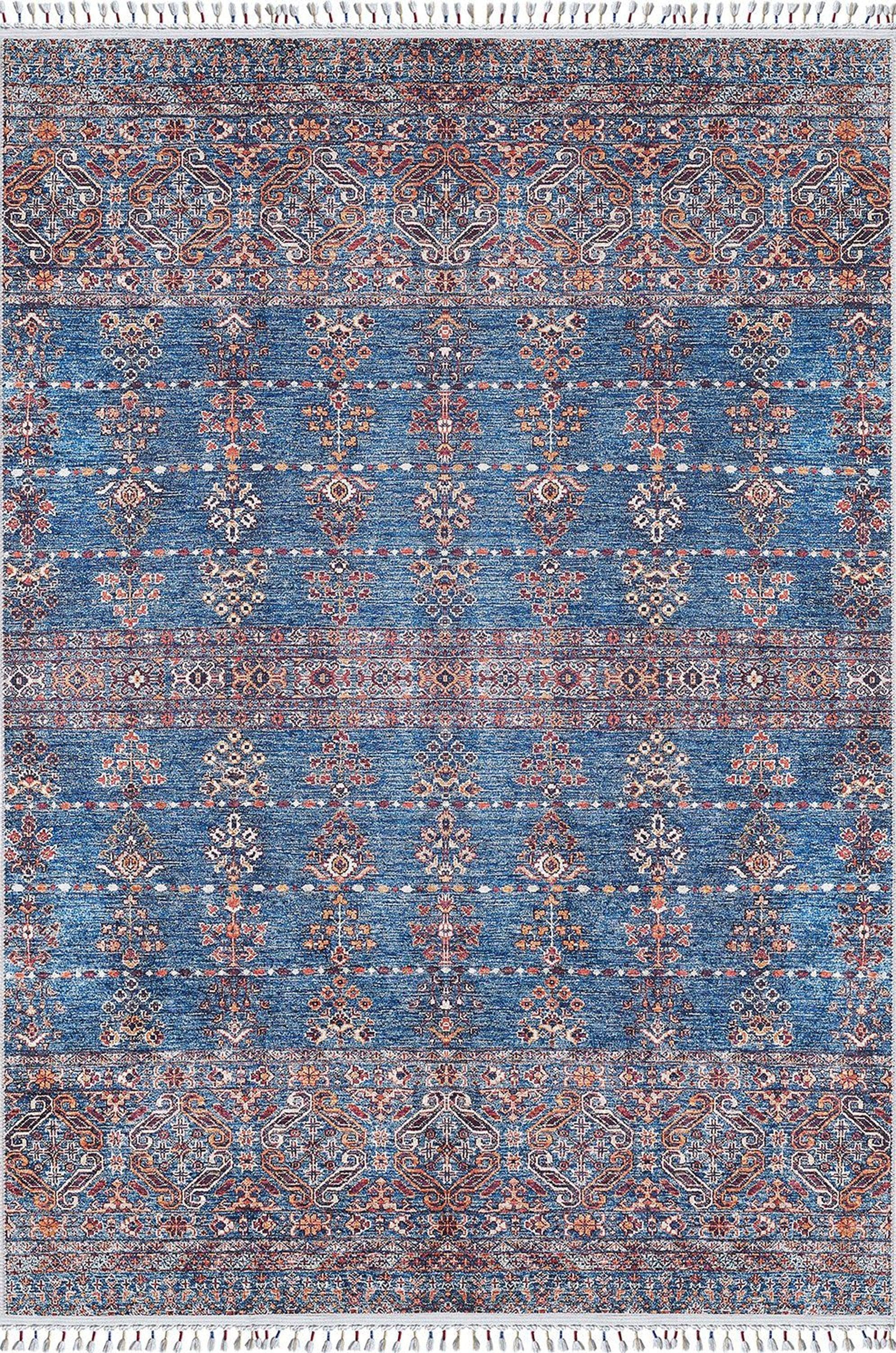 Eşsiz Antik Desenli Kırmızı Mavi Kilim Halı