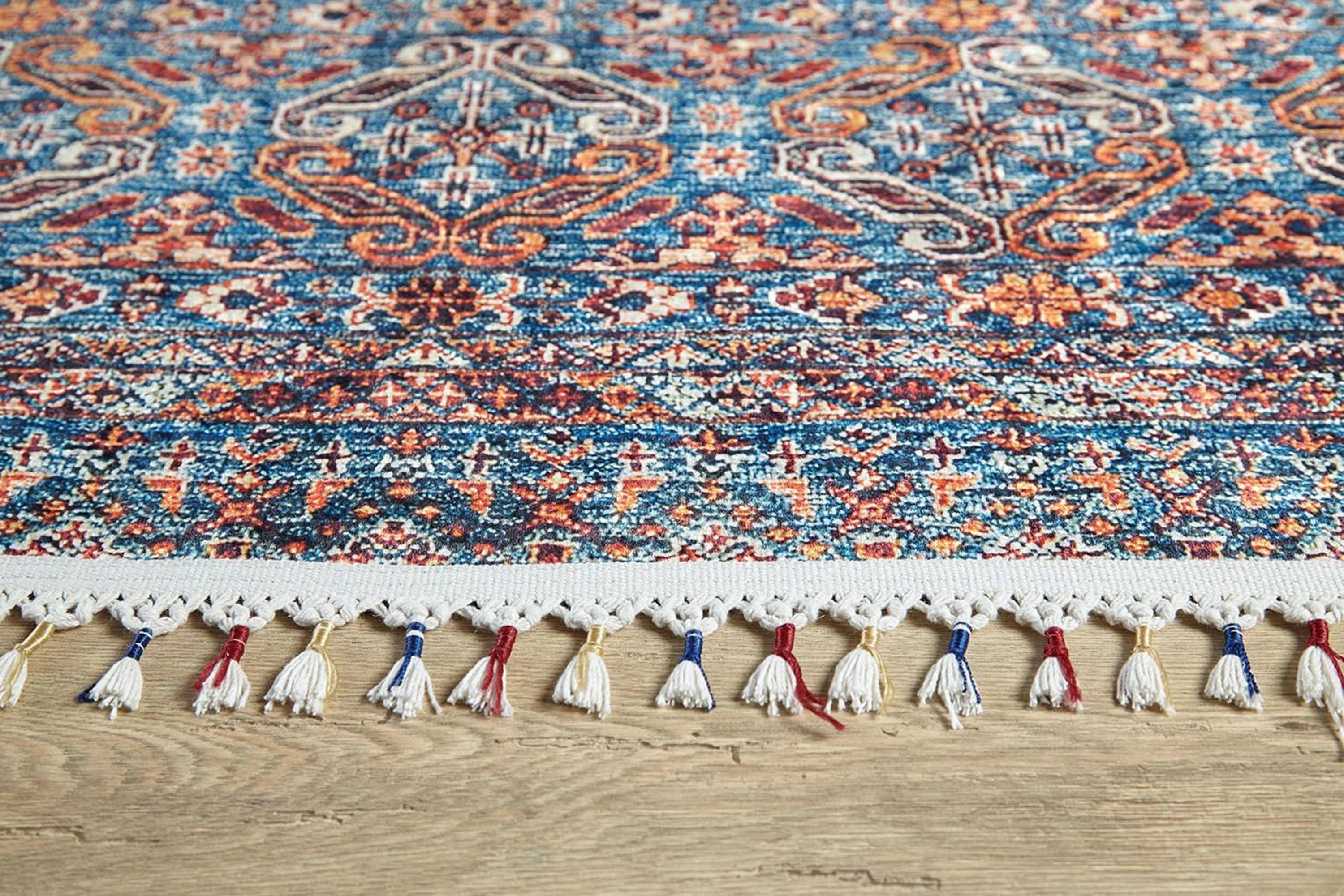 Eşsiz Antik Desenli Kırmızı Mavi Kilim Halı