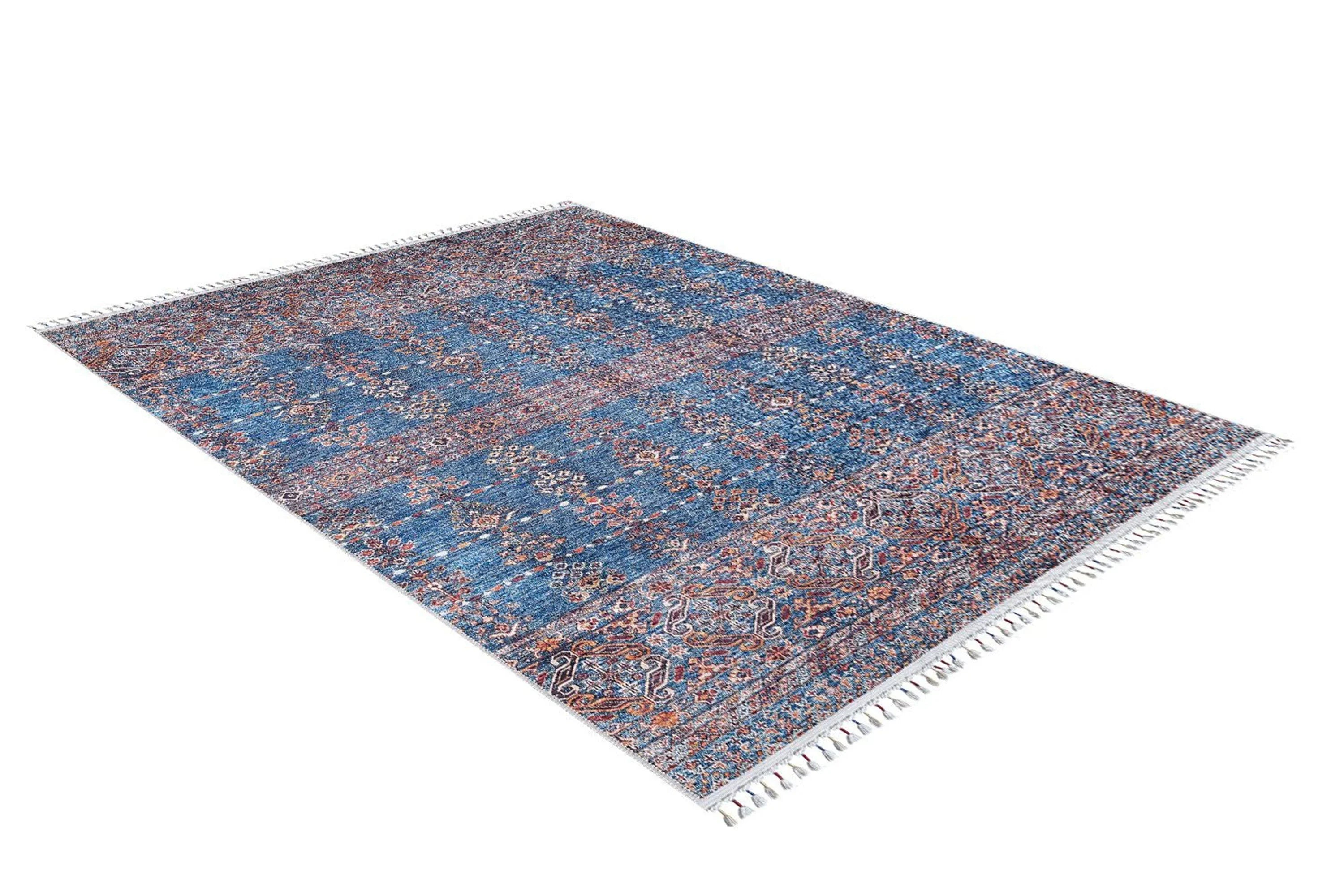 Eşsiz Antik Desenli Kırmızı Mavi Kilim Halı