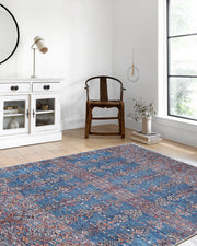 Eşsiz Antik Desenli Kırmızı Mavi Kilim Halı