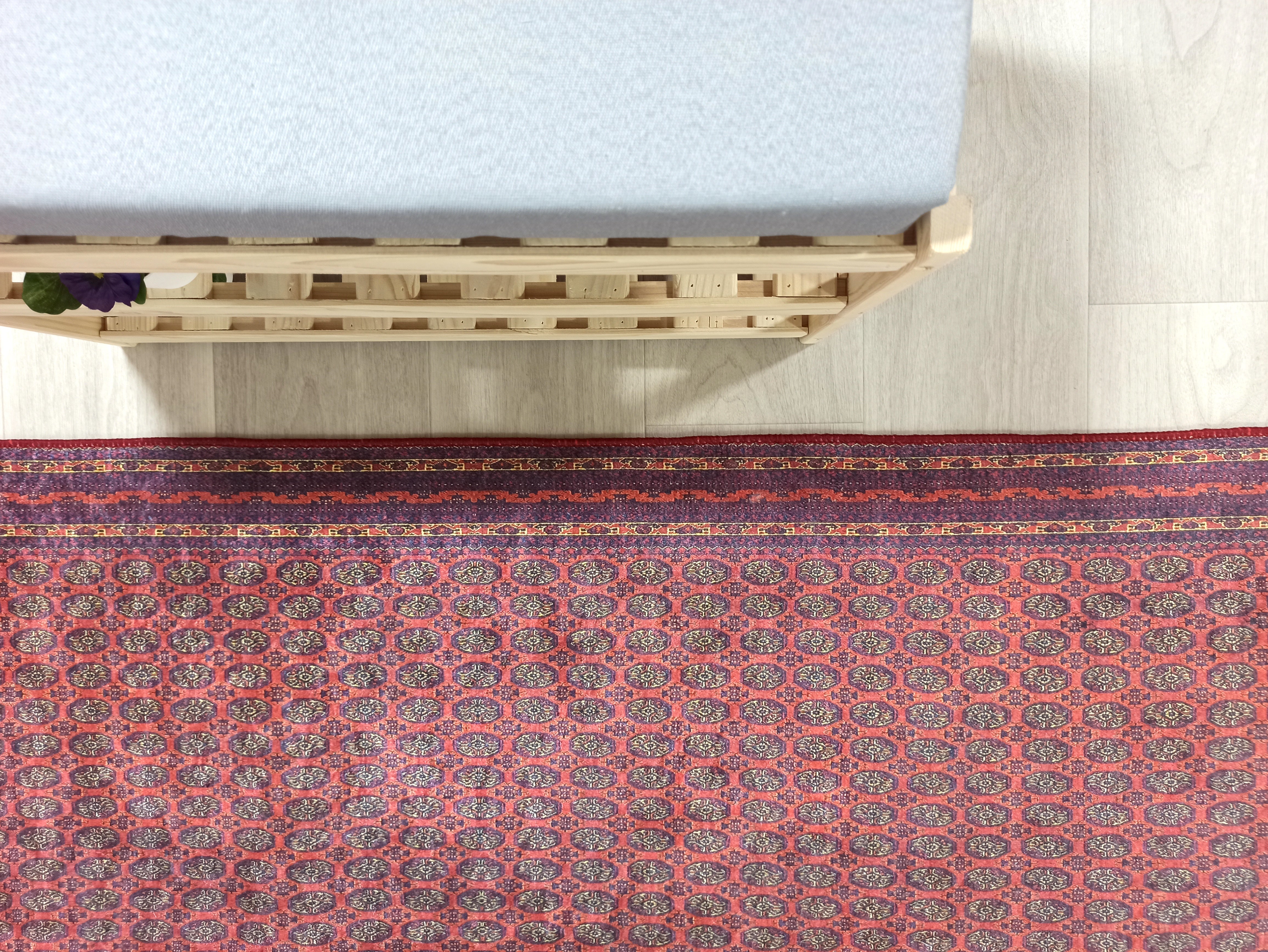 Klasik Bordo ve Lacivert Geometrik Desenli Geleneksel Halı - OUTLET - 46OU