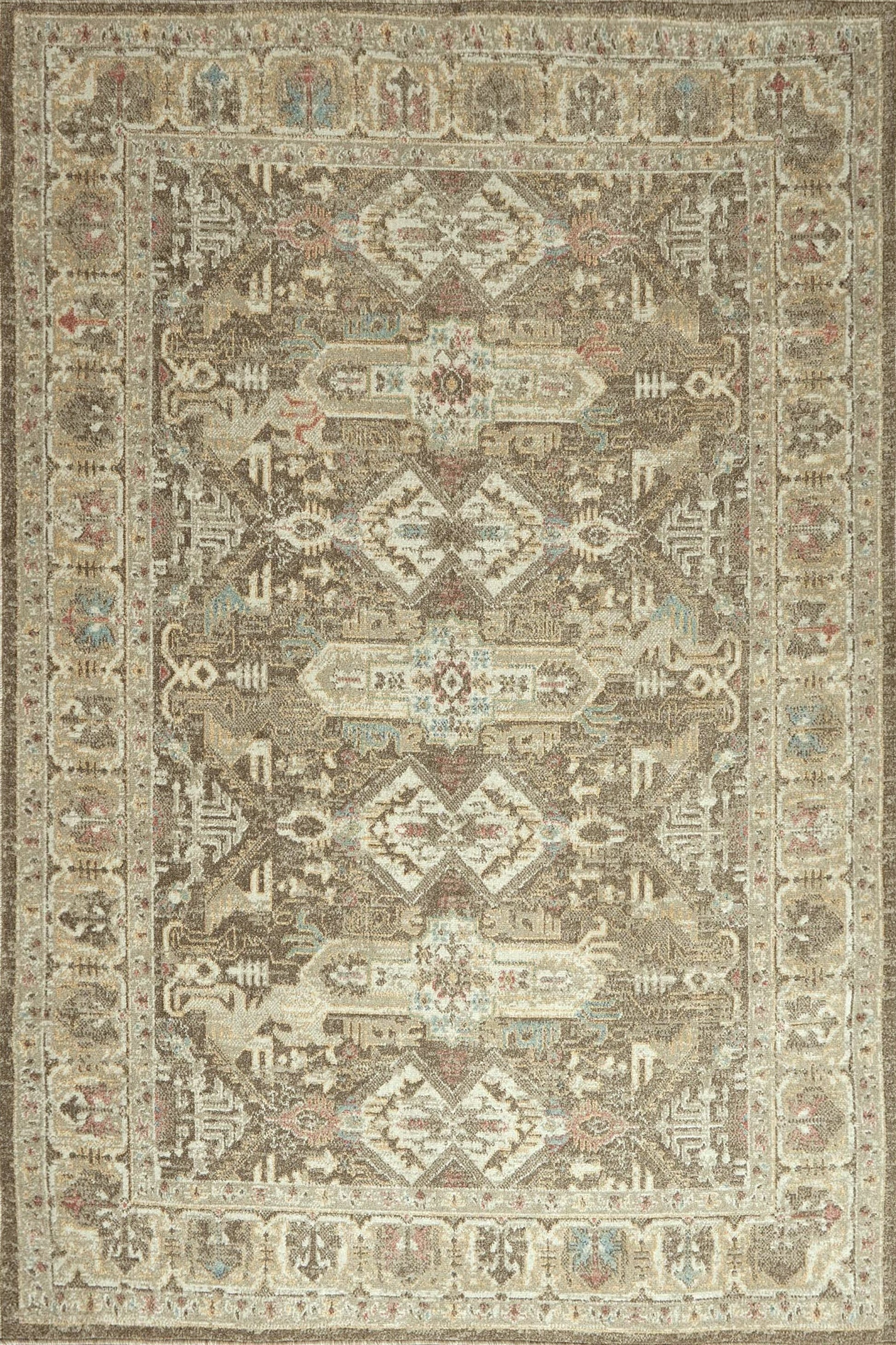 Geometrik Etnik Desenli Kahve ve Toprak Tonları Vintage Halı - FMBH07