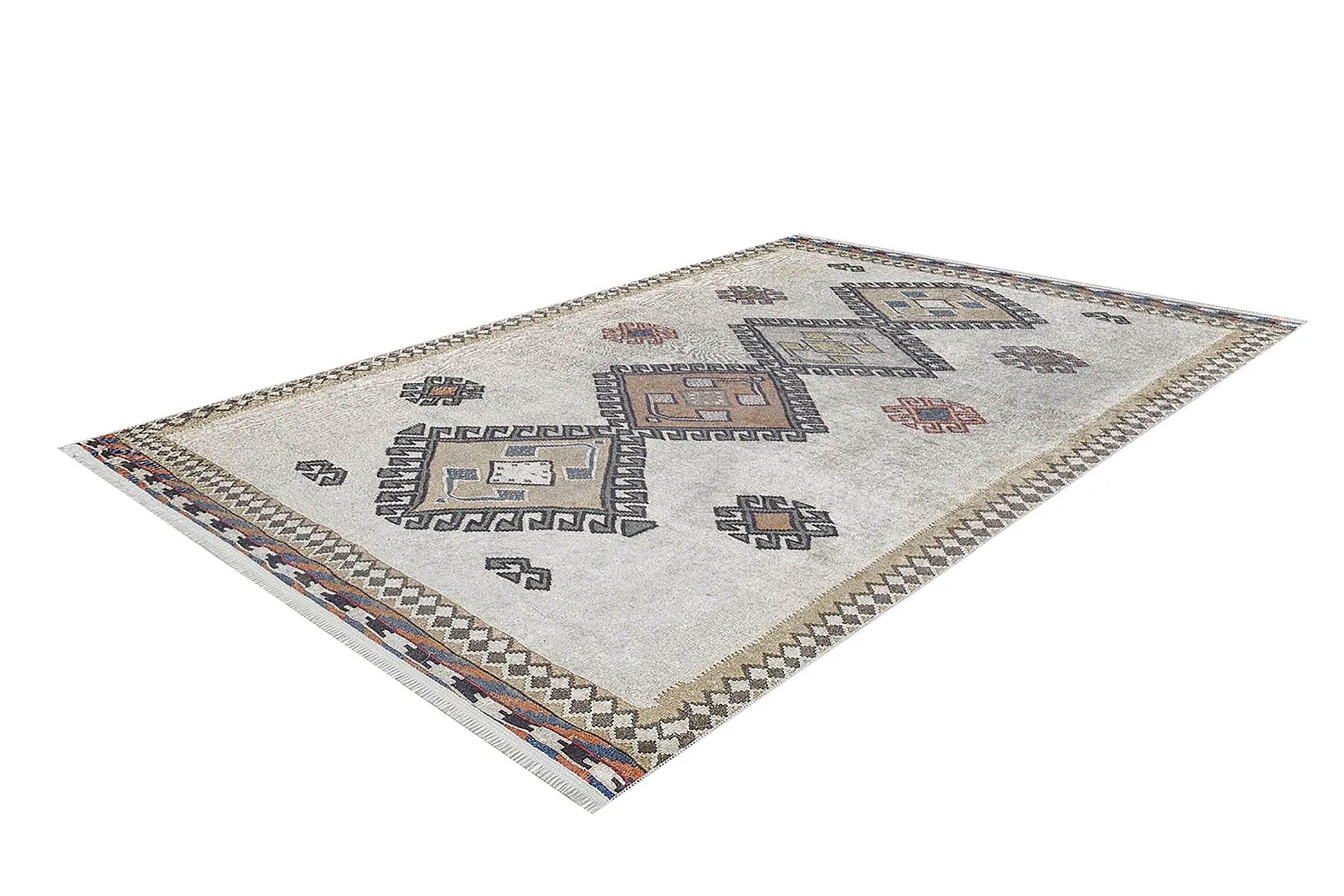 Fas Bej Gri Kilim Halı