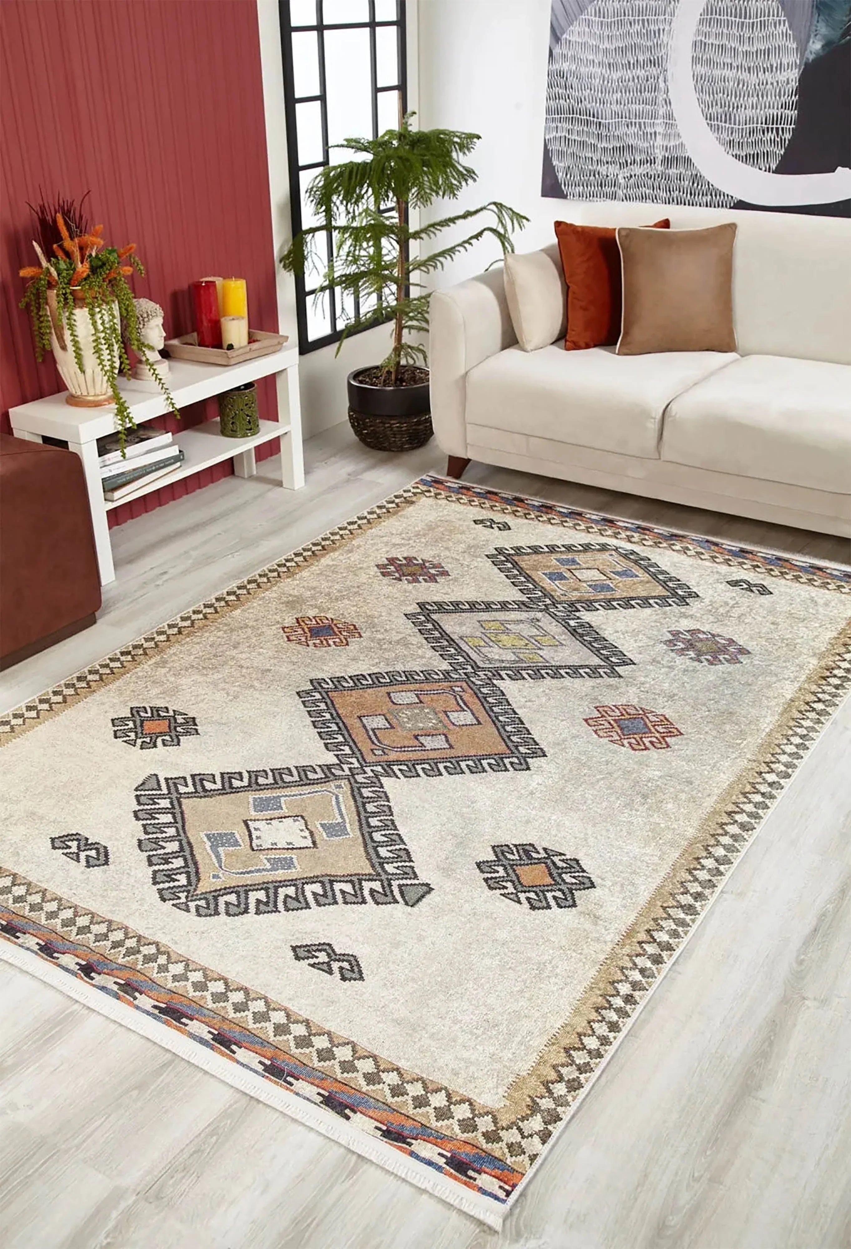 Fas Bej Gri Kilim Halı