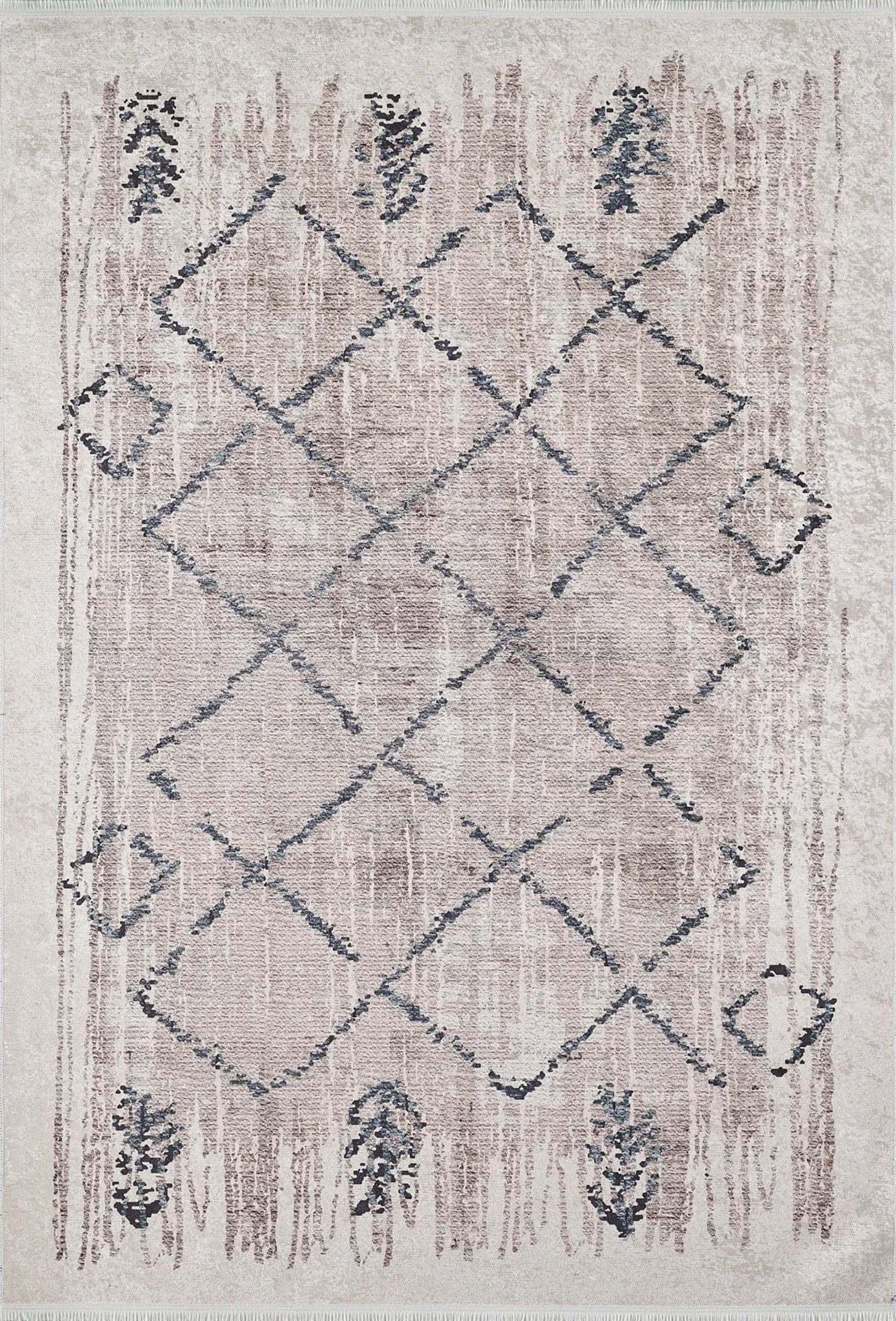 Fas Geometrik Desenli Bej Krem Halı
