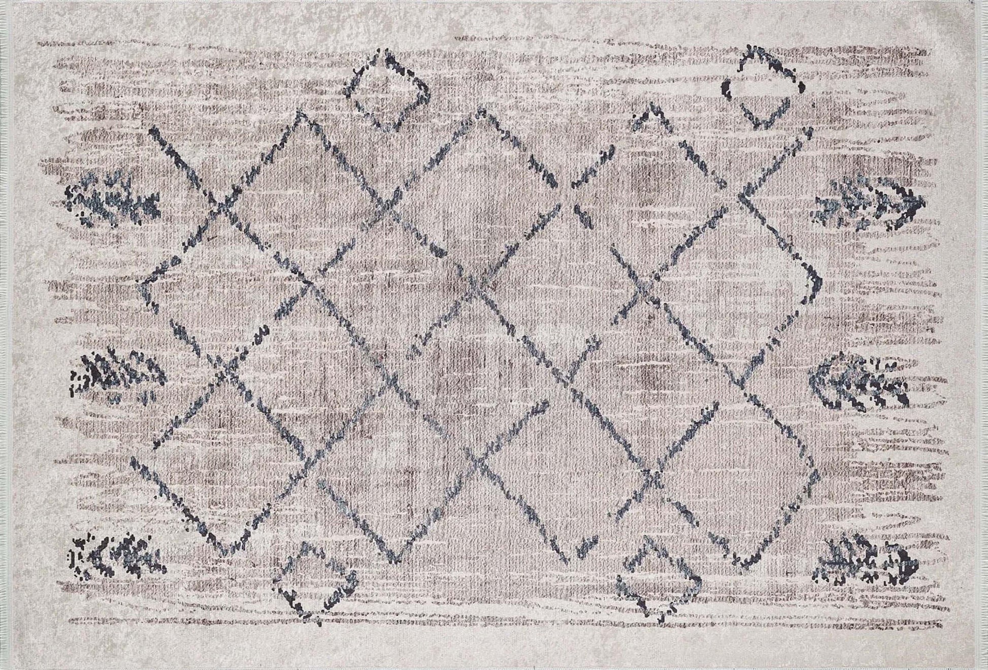 Fas Geometrik Desenli Bej Krem Halı