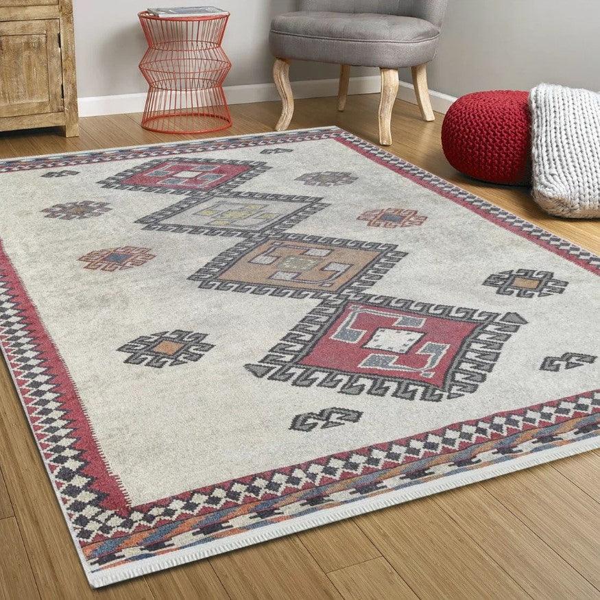 Fas Kırmızı Gri Kilim Halı