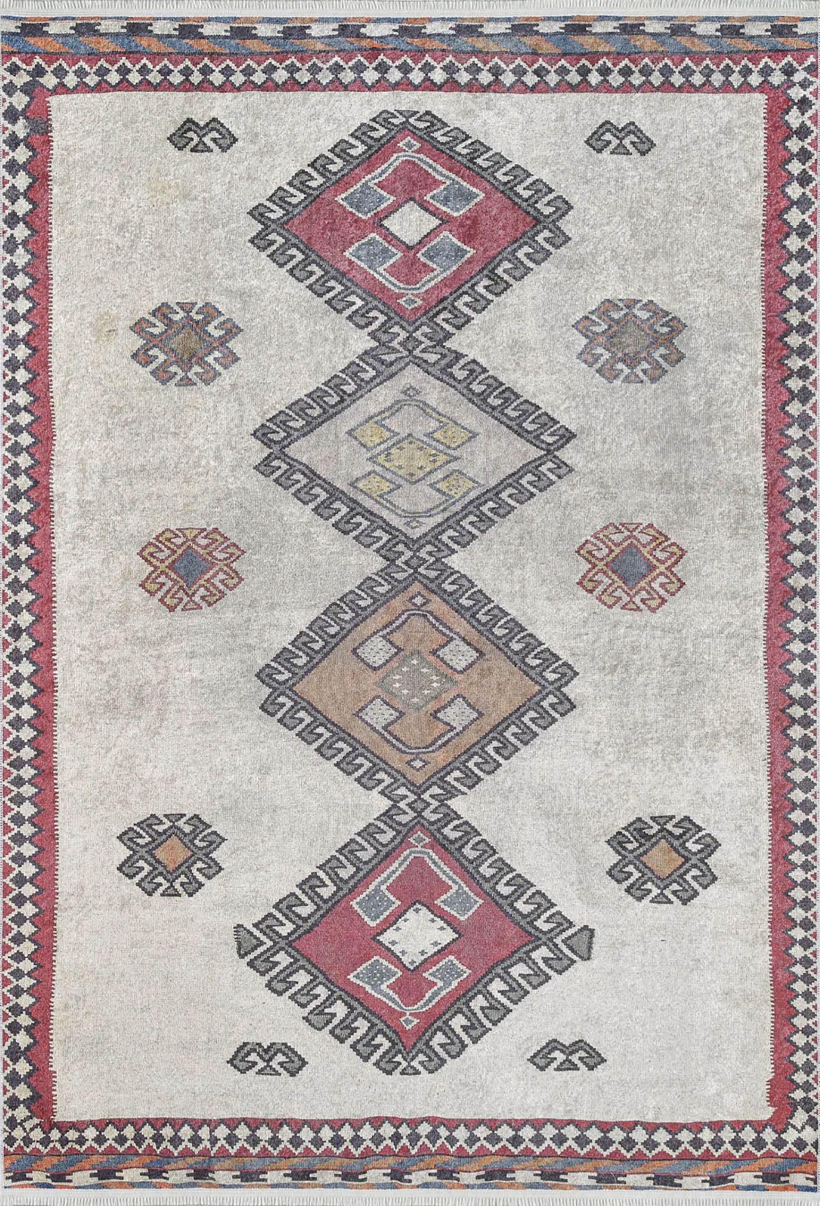 Fas Kırmızı Gri Kilim Halı