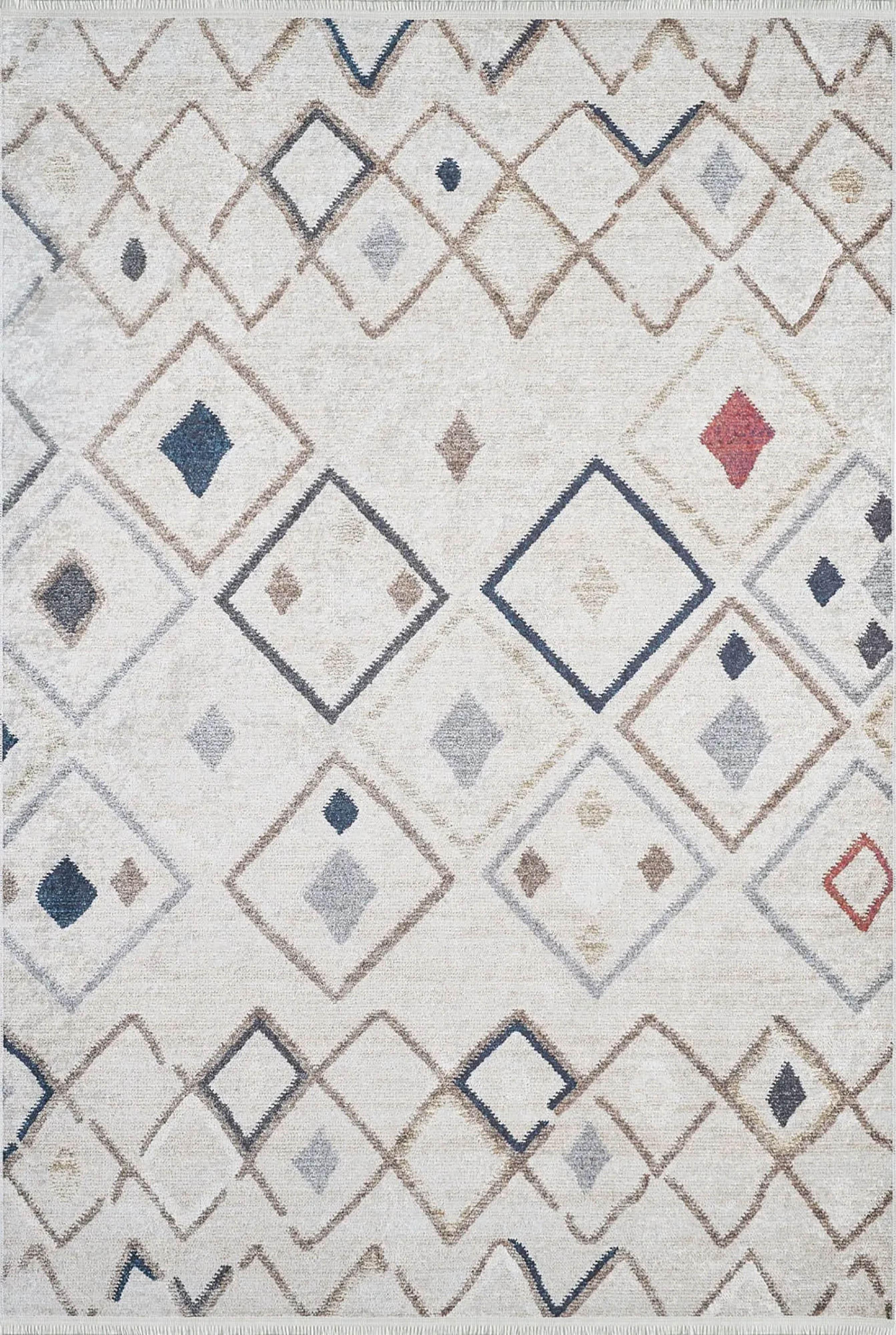 Fas Tarzı Geometrik Desenli Bohem Kilim Halı