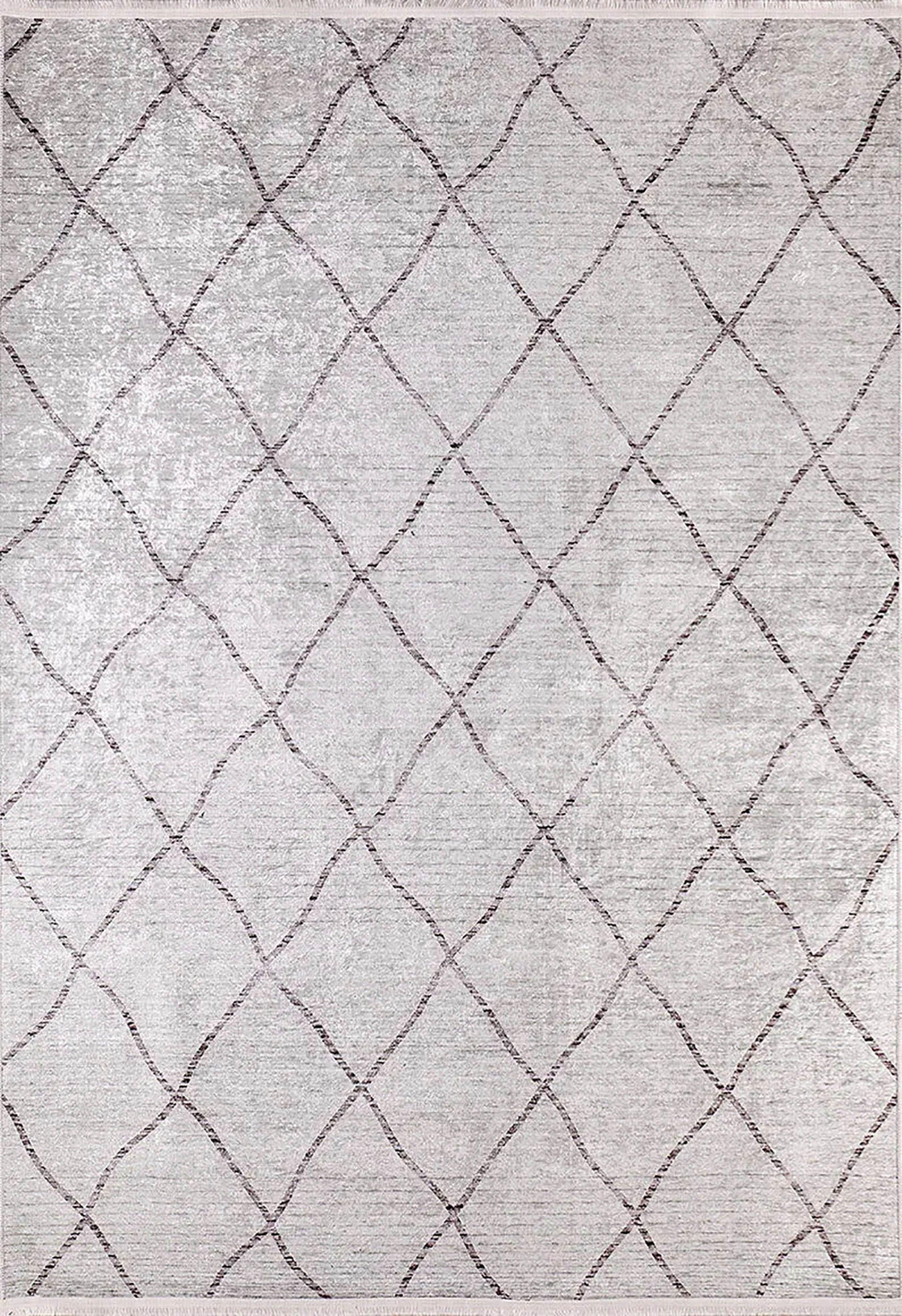 Fas Tarzı Krem Geometrik Modern Lüks Halı