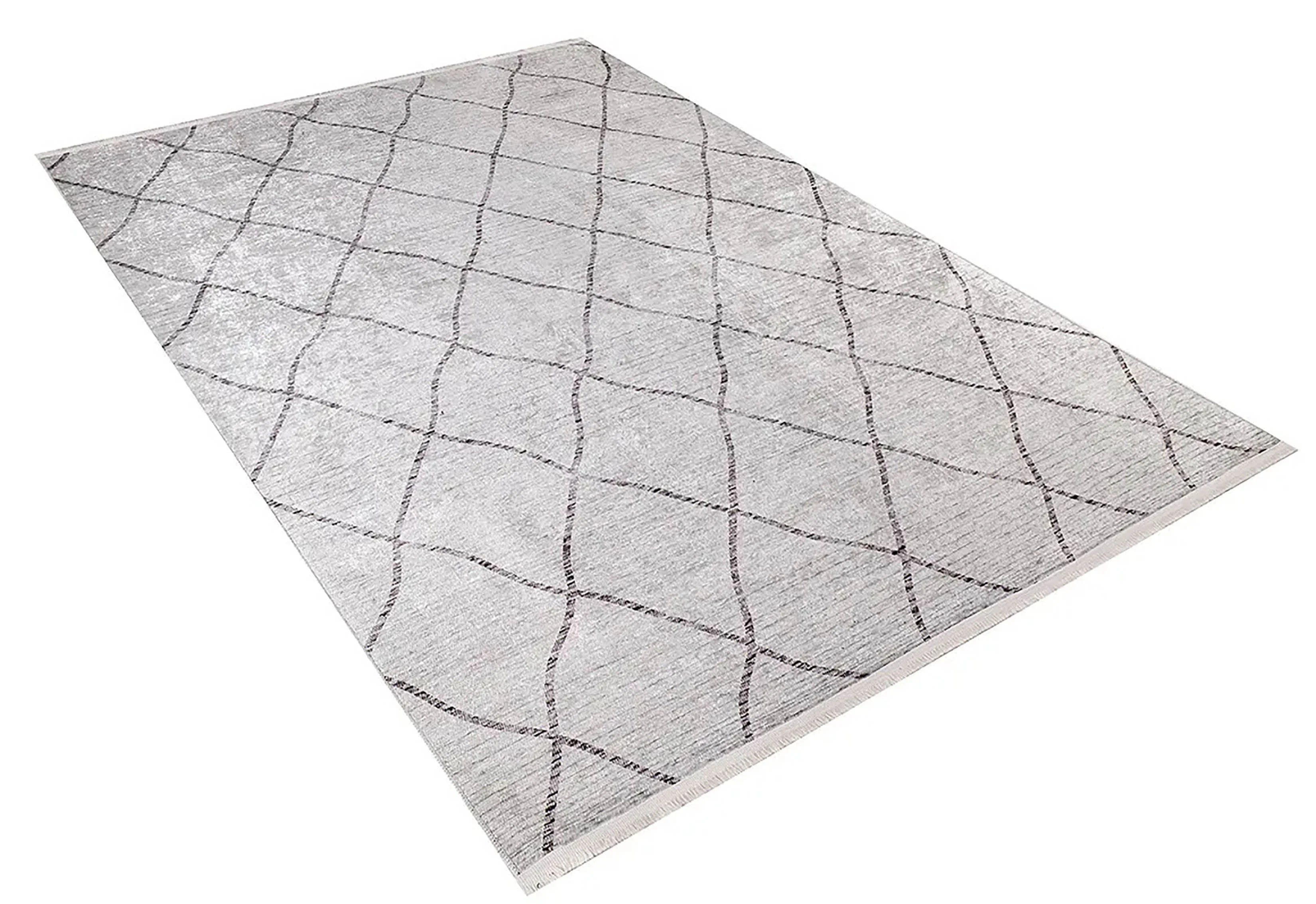 Fas Tarzı Krem Geometrik Modern Lüks Halı