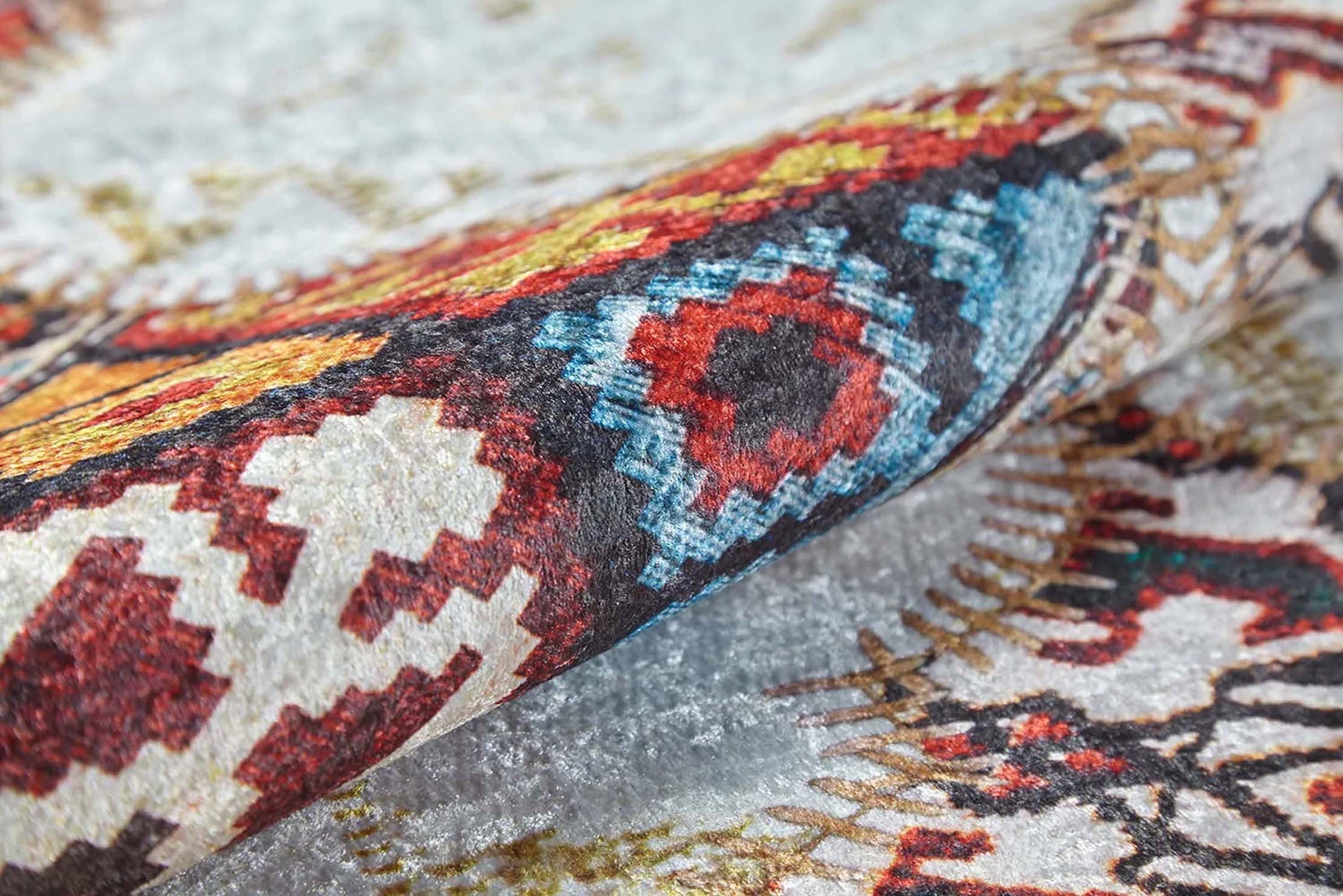 Renkli Petek Desenli Patchwork Görünümlü Halı