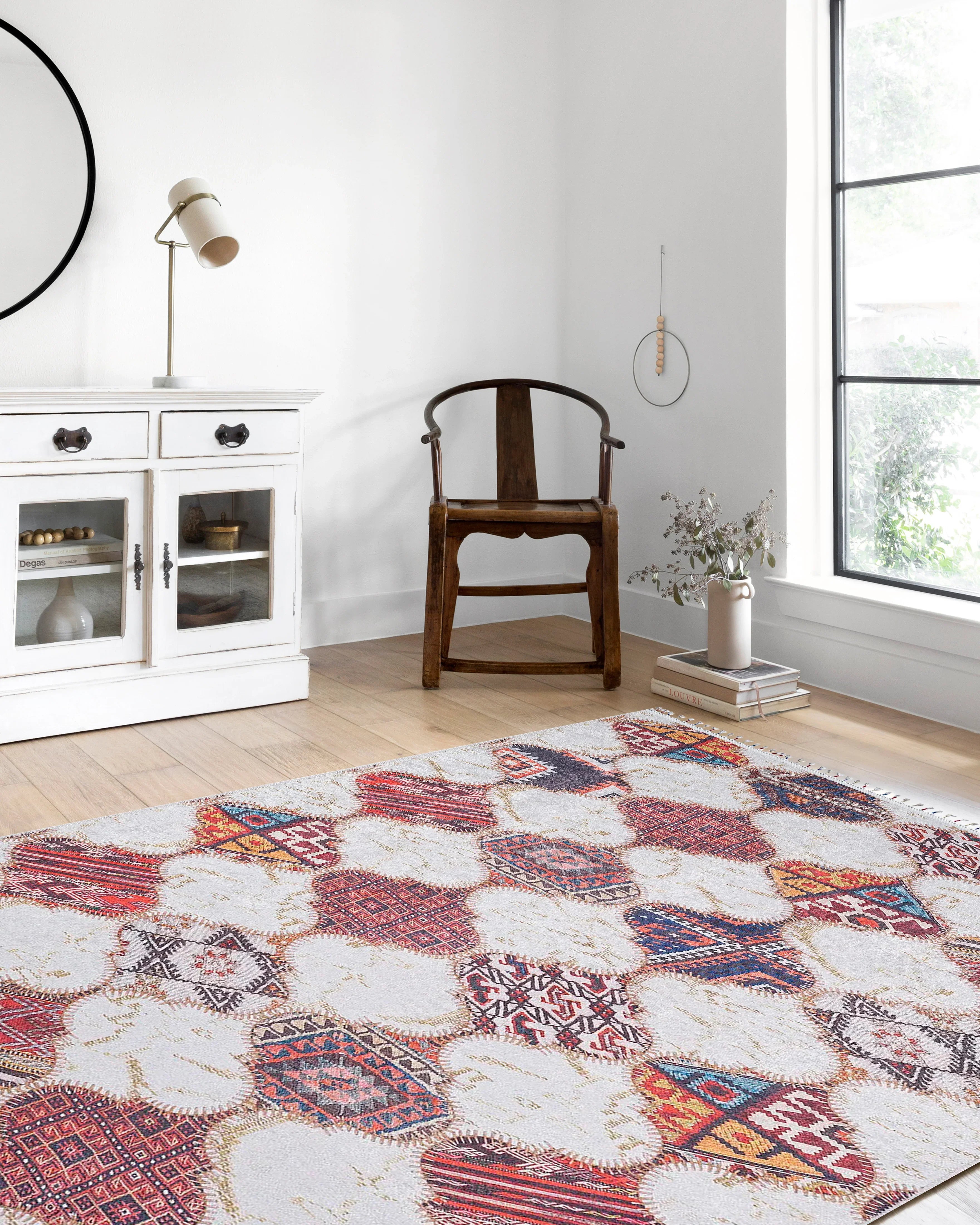 Renkli Petek Desenli Patchwork Görünümlü Halı
