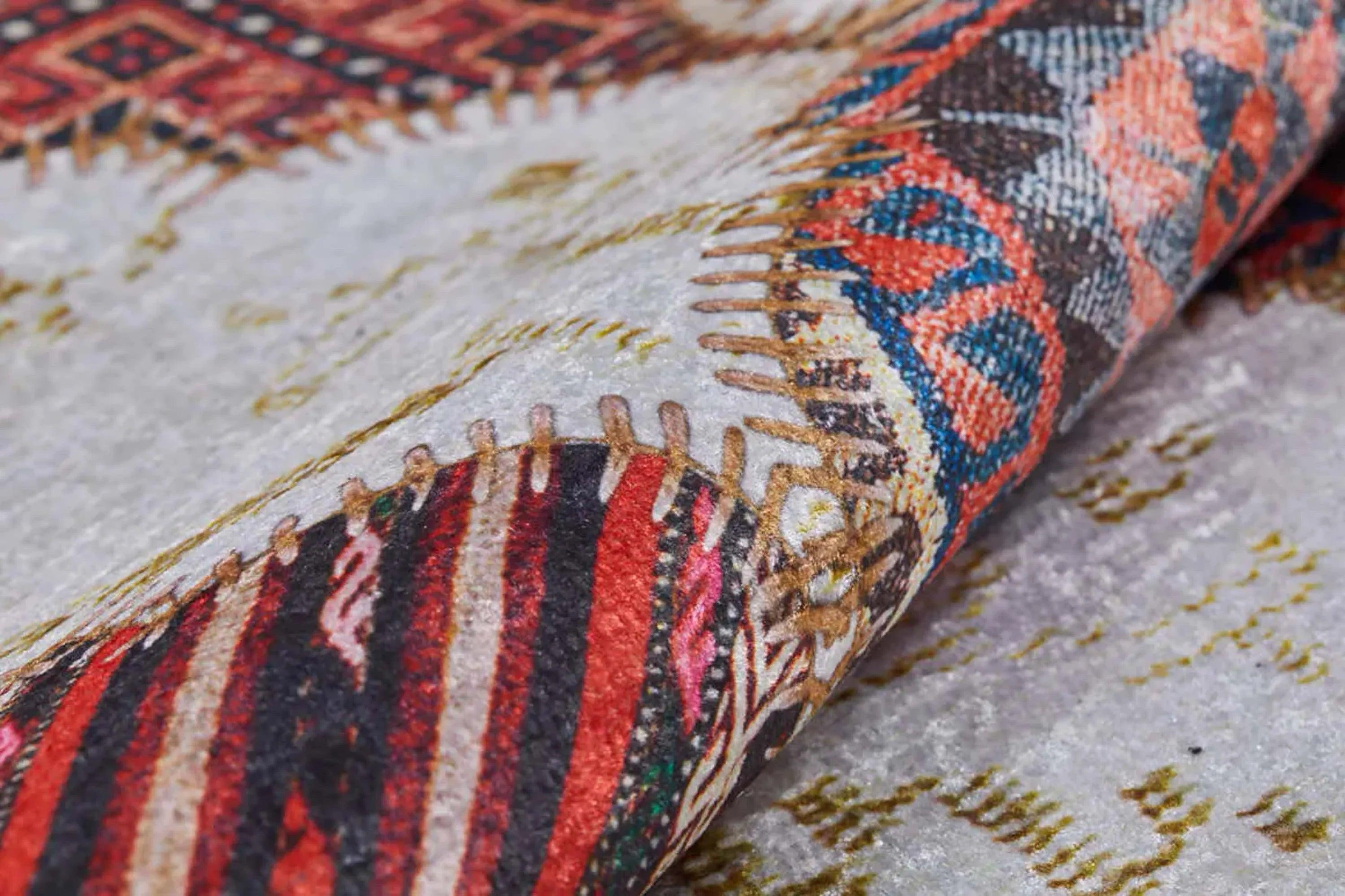 Renkli Petek Desenli Patchwork Görünümlü Halı