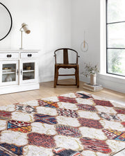 Fas Tarzı Renkli Petek Desenli Patchwork Görünümlü Halı