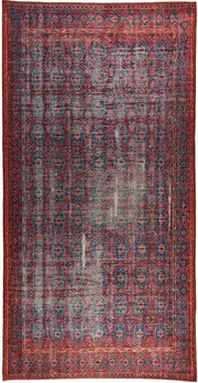 Fuşya Pembe ve Kırmızı Desenli Vintage Halı