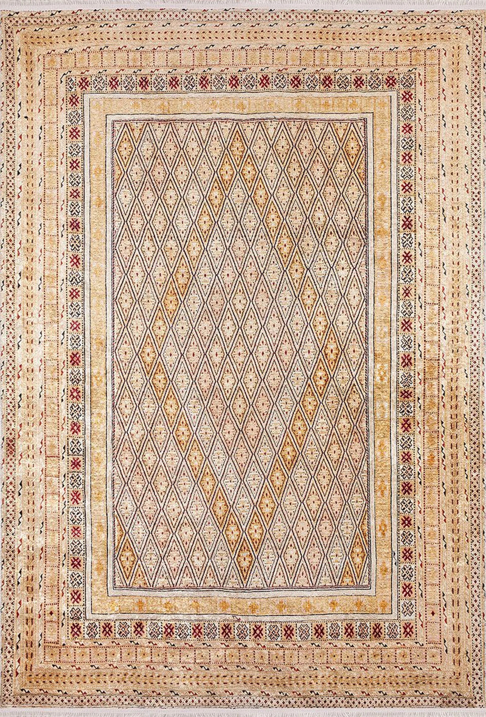 Geometrik Desenli Turuncu Sarı Kilim Halı