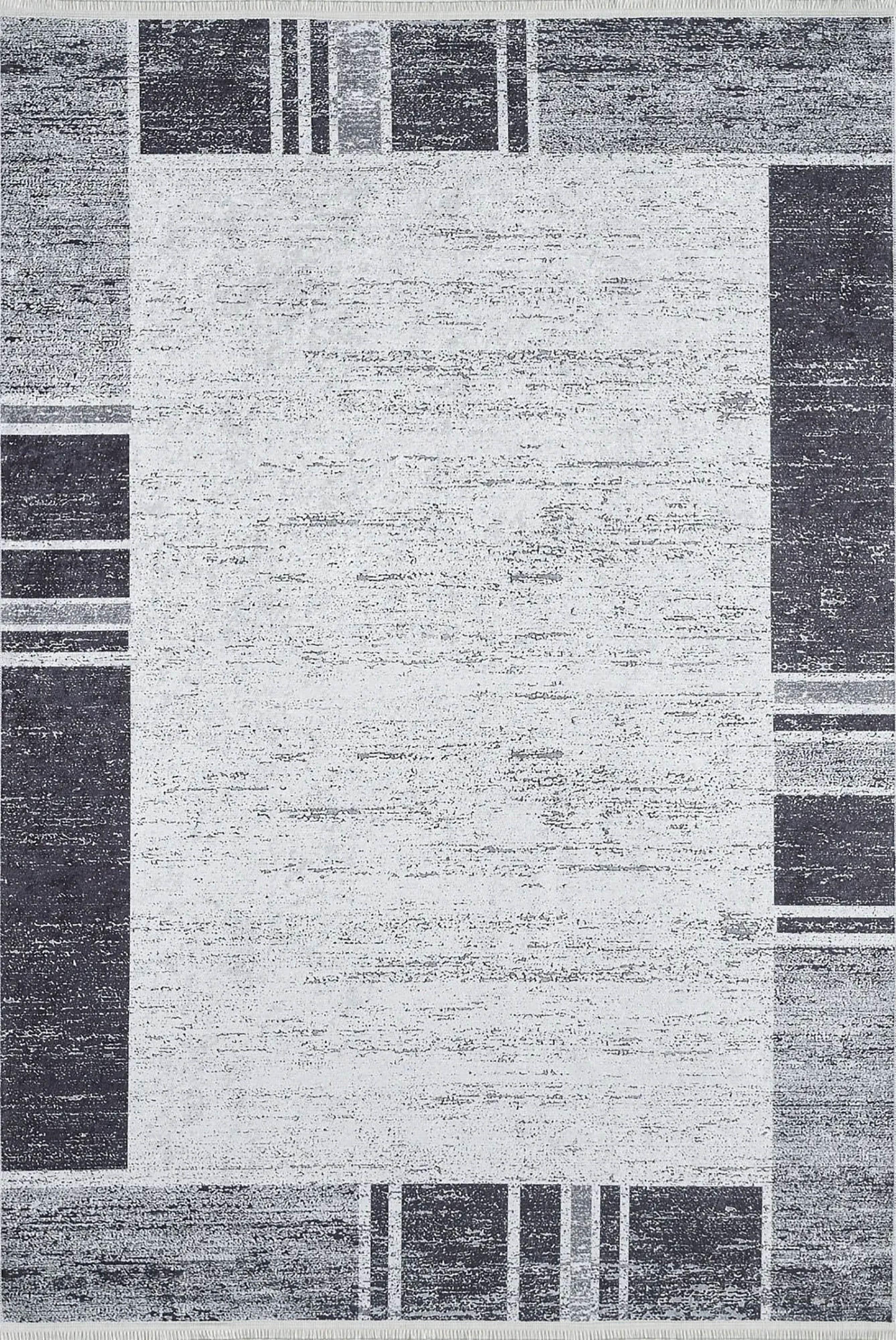 Geometrik Siyah Gri Halı
