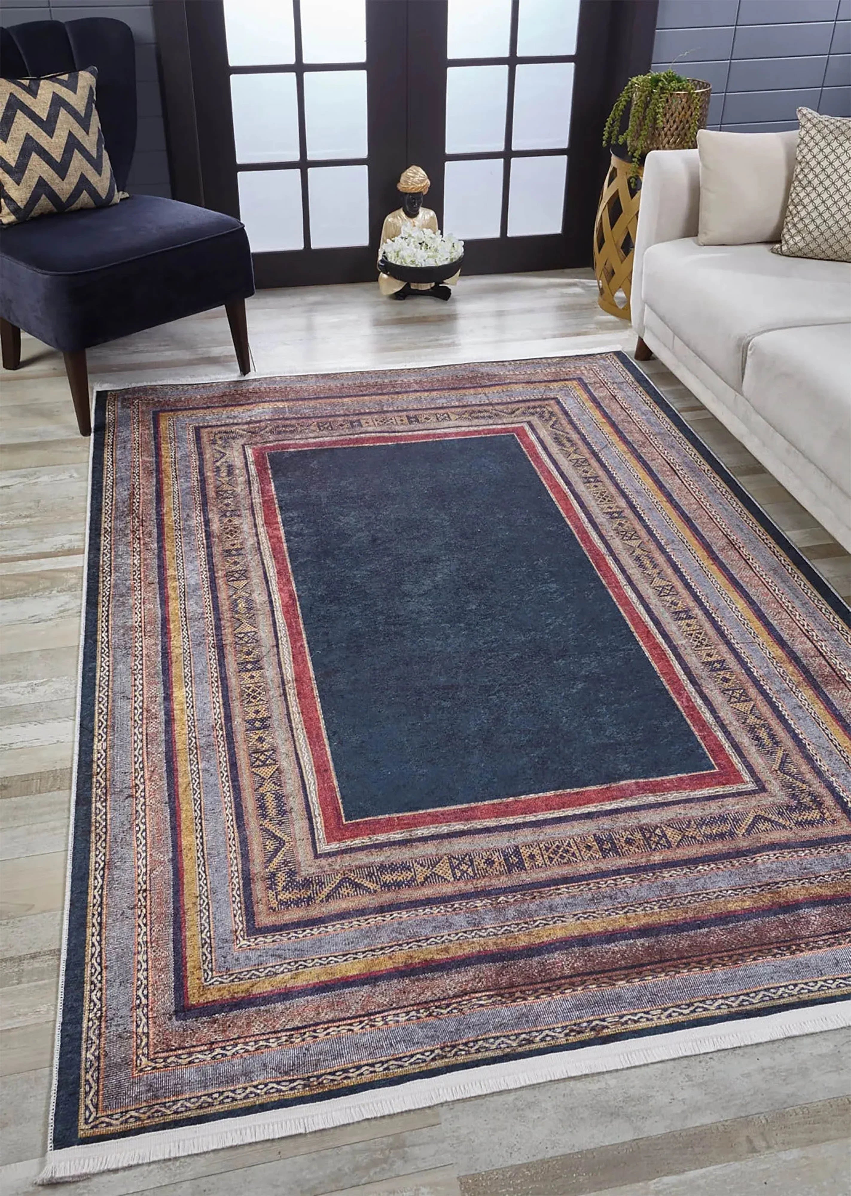 Geometrik Tasarımlı Çok Renkli Halı