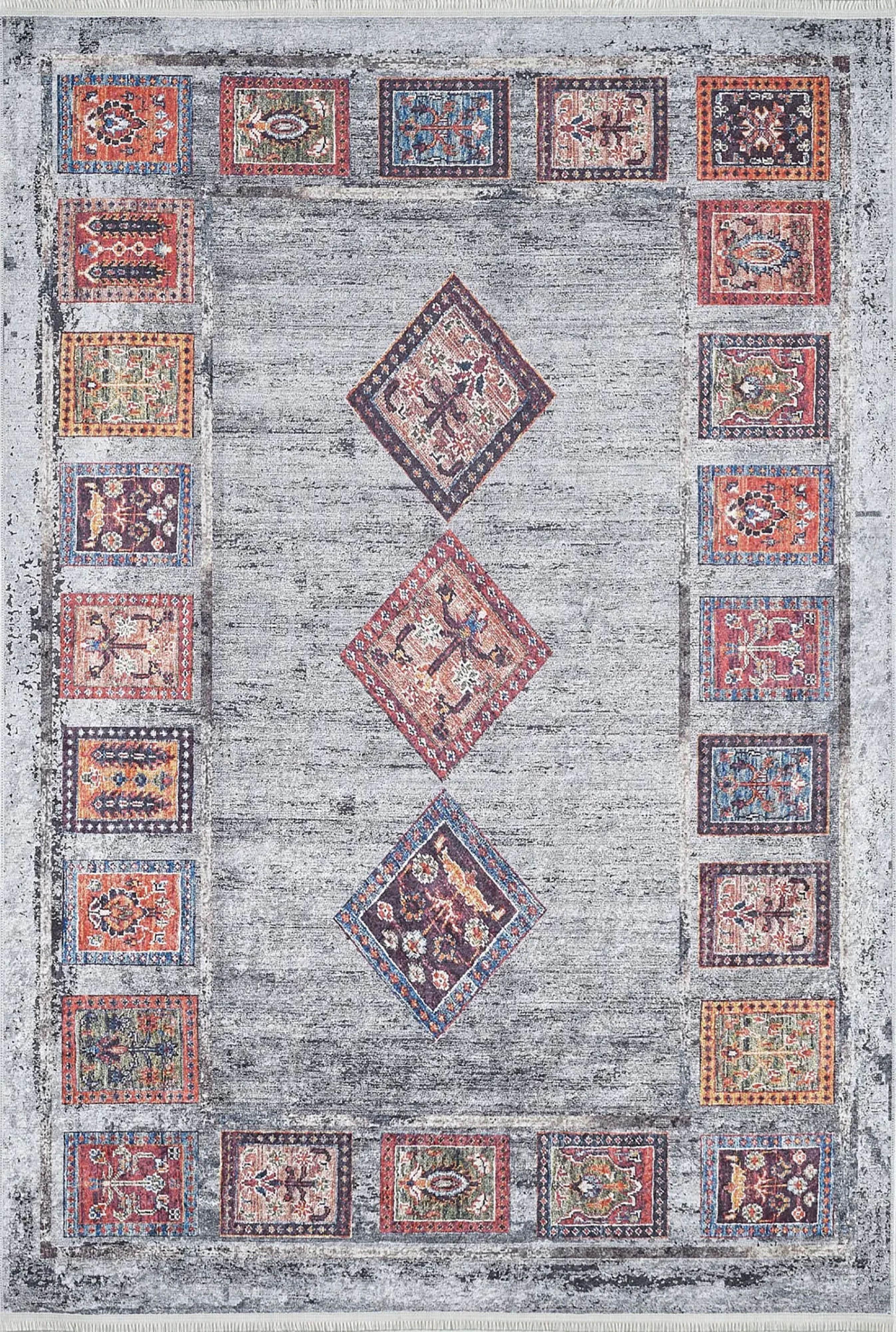Gri Antik Bohem Halı