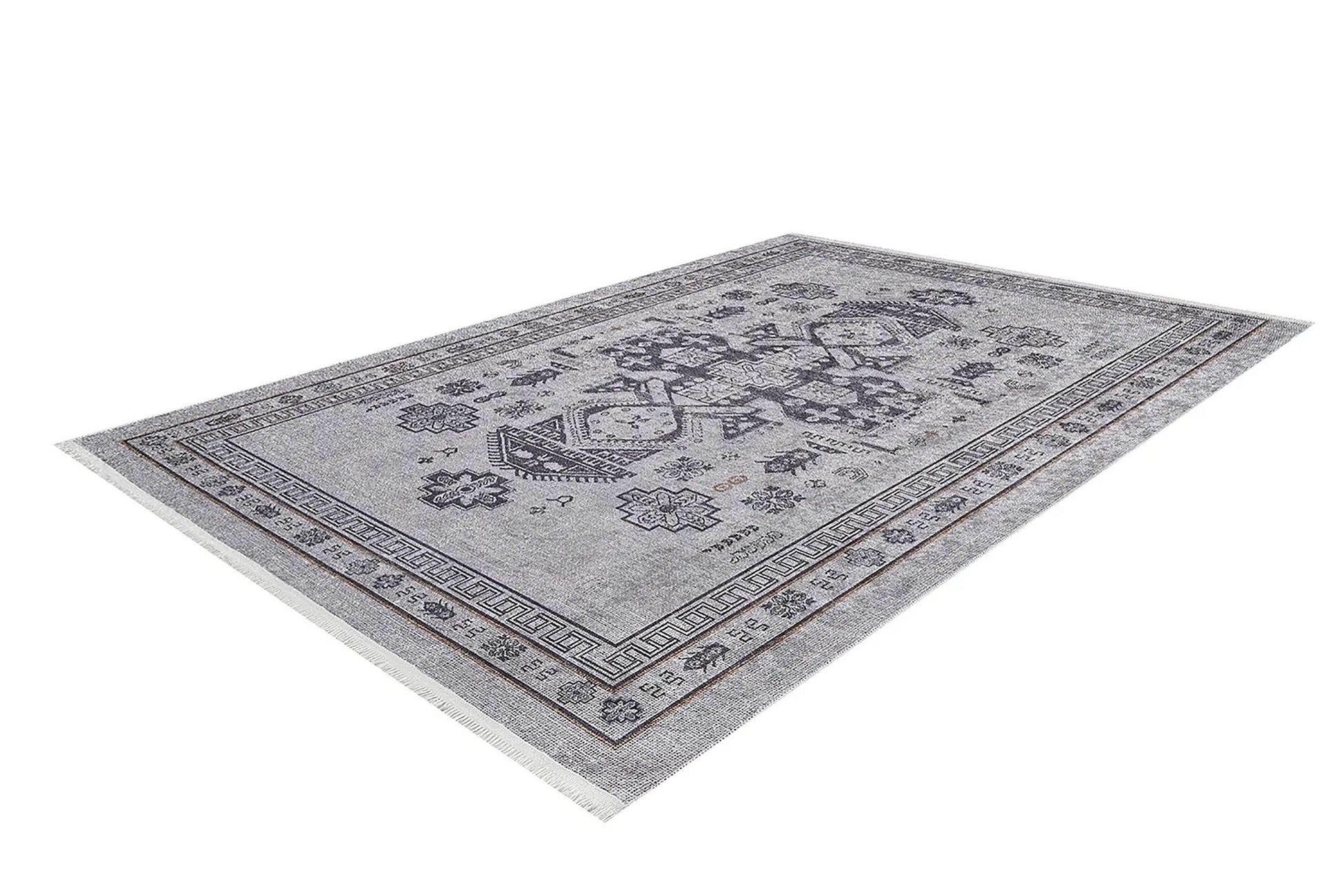 Gri Antik Oryantal Madalyon Halı