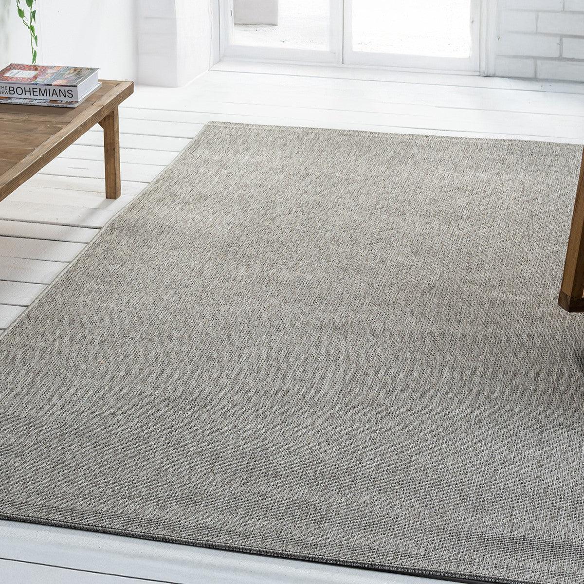 Gri Dokuma Görünümlü Modern Halı