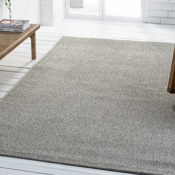 Gri Dokuma Görünümlü Modern Halı - L662GRBO