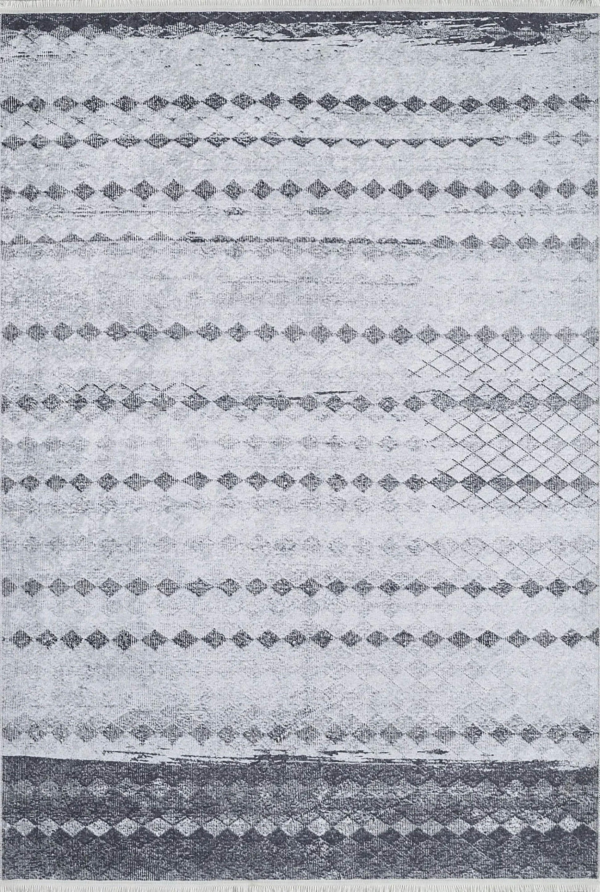 Gri Geometrik Antik Vintage Halı