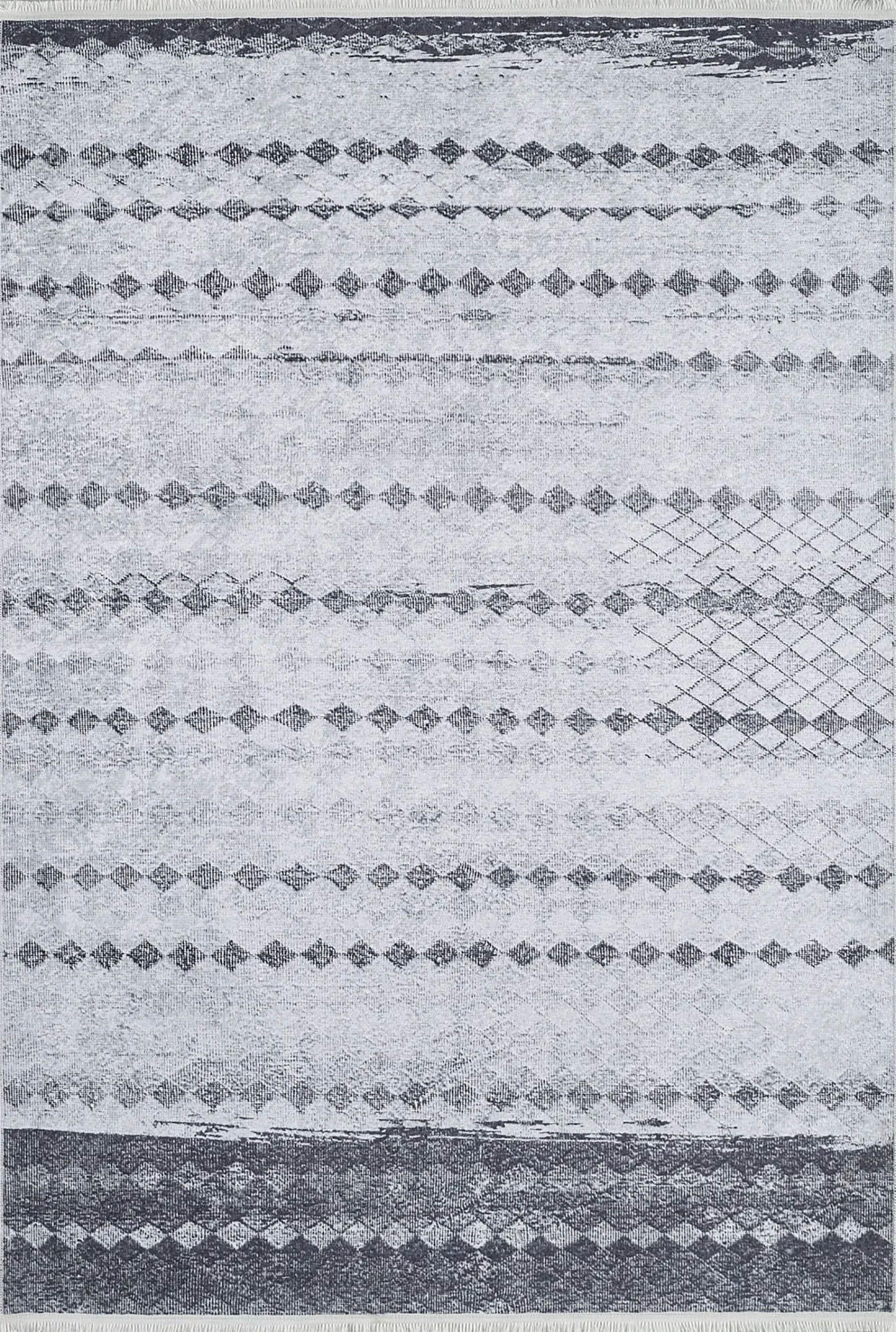 Gri Geometrik Antik Vintage Halı