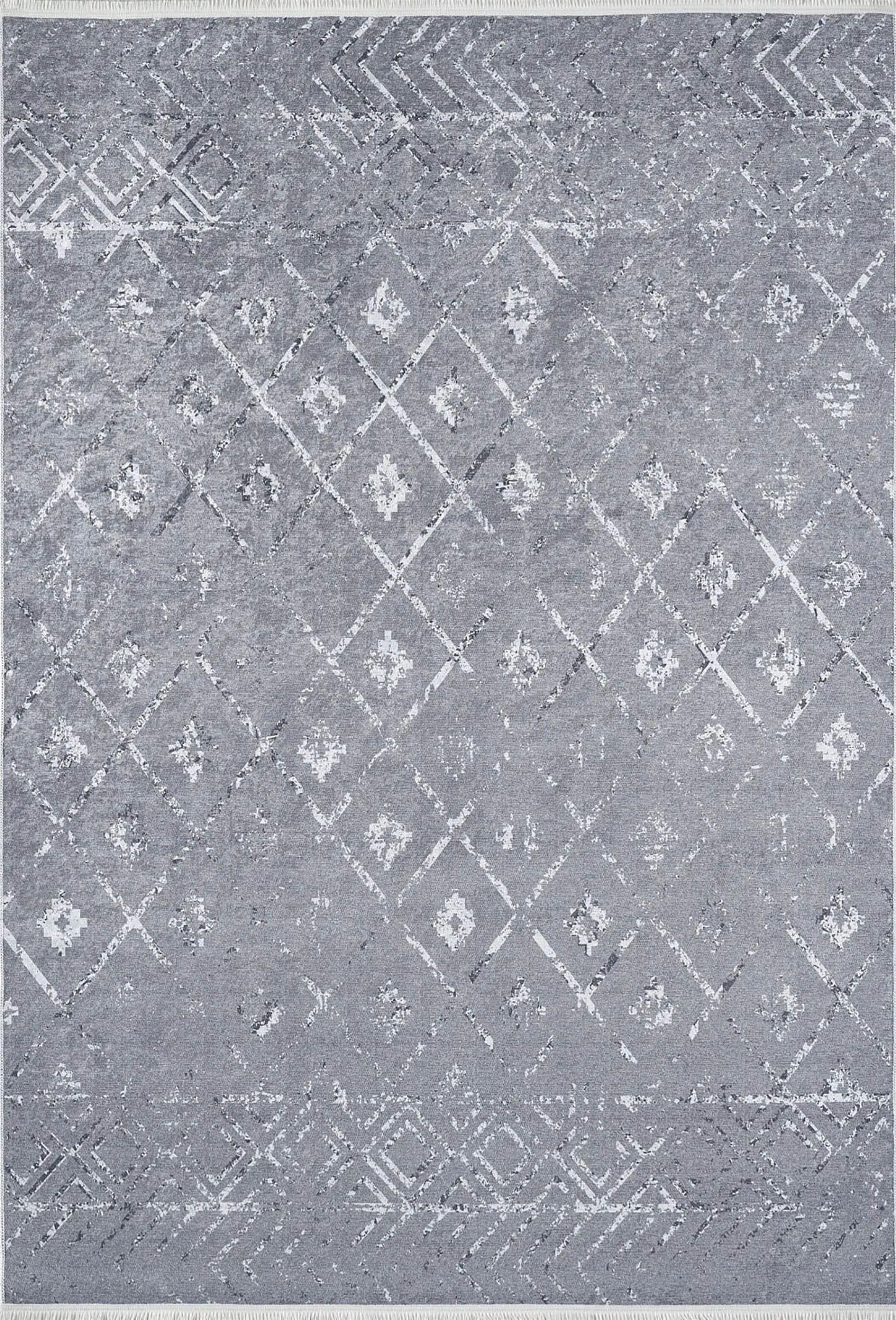 Gri Geometrik Antika Benzersiz Vintage Halı
