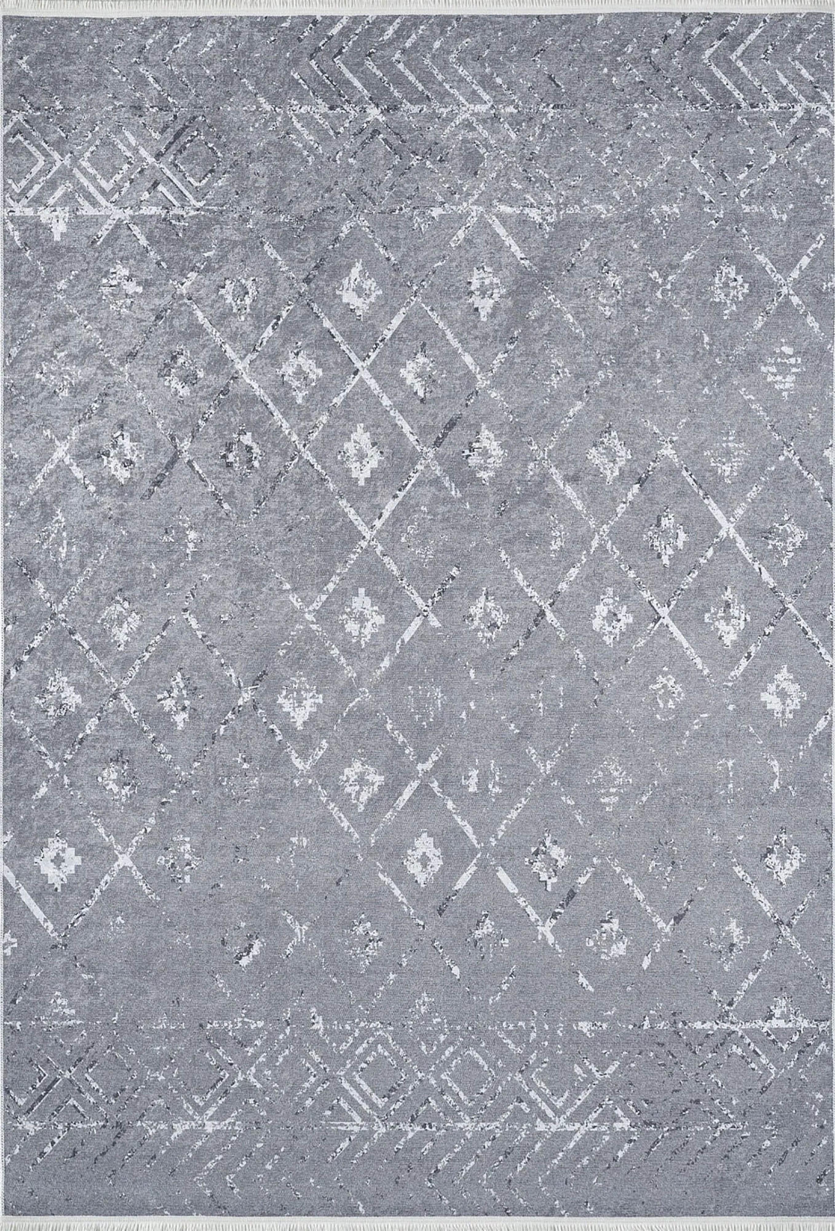 Gri Geometrik Antika Benzersiz Vintage Halı